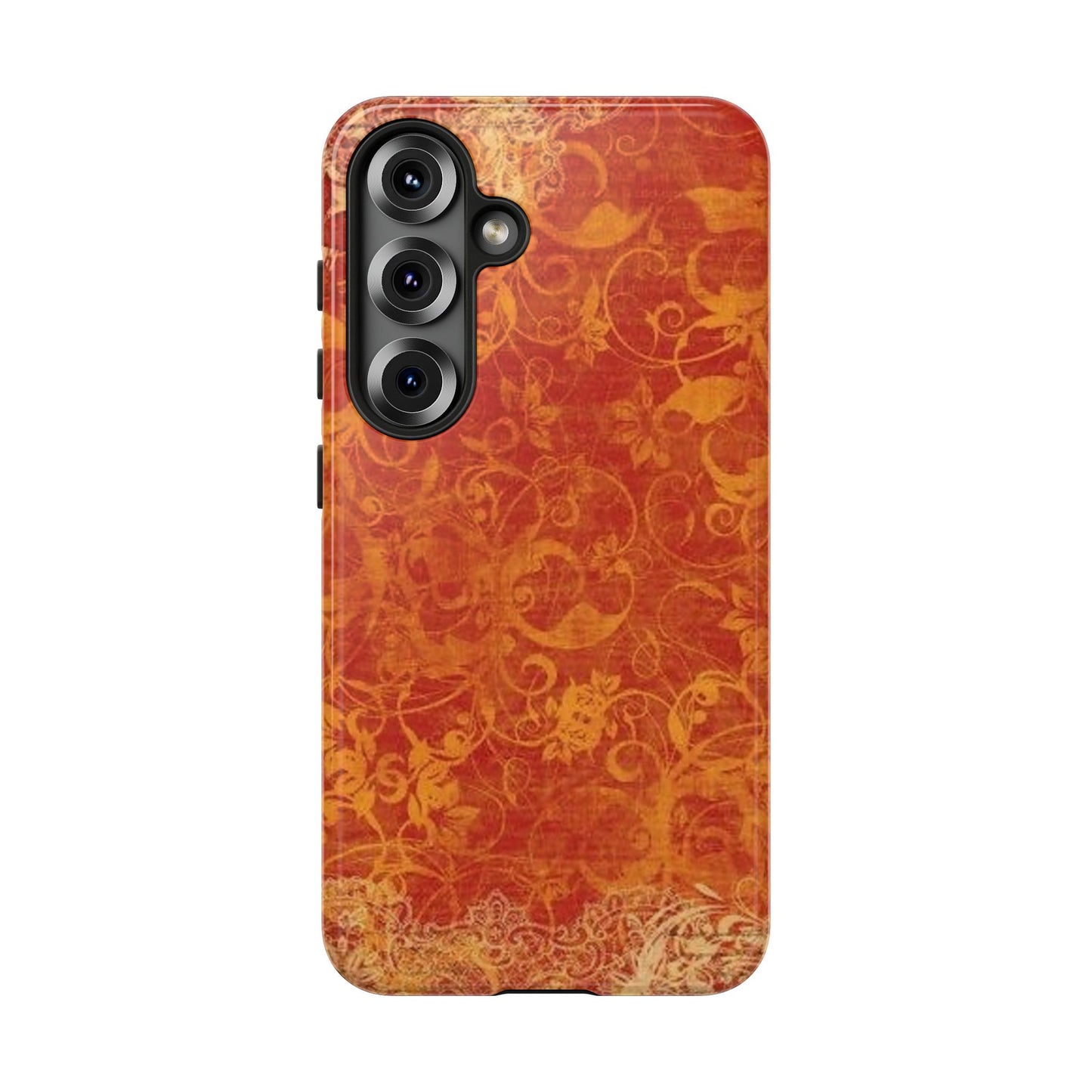 Floral Autumn iPhone Tough Case — Orange Vintage Scroll Design