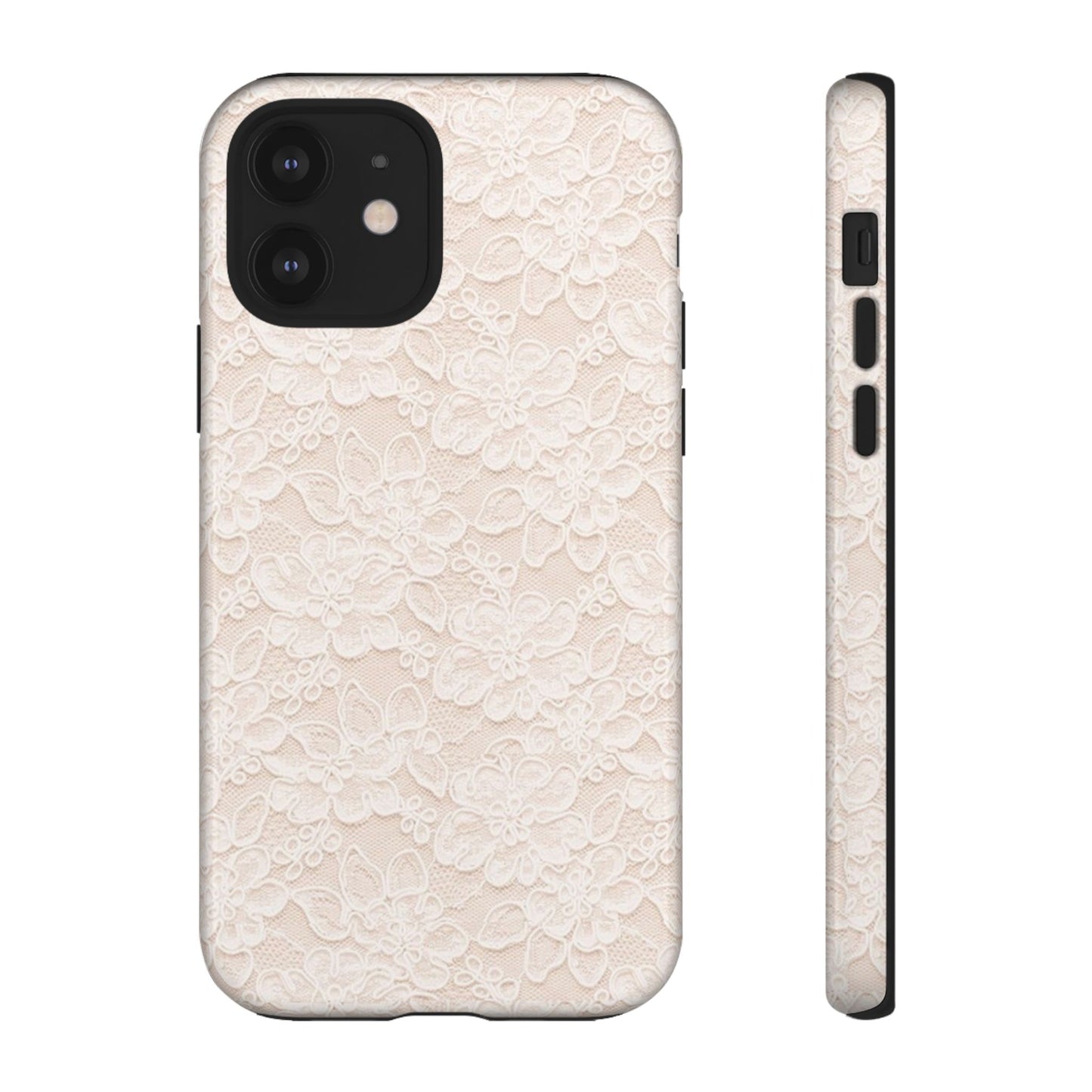 Floral Lace Tough Phone Case – Vintage Ivory Protective Cover