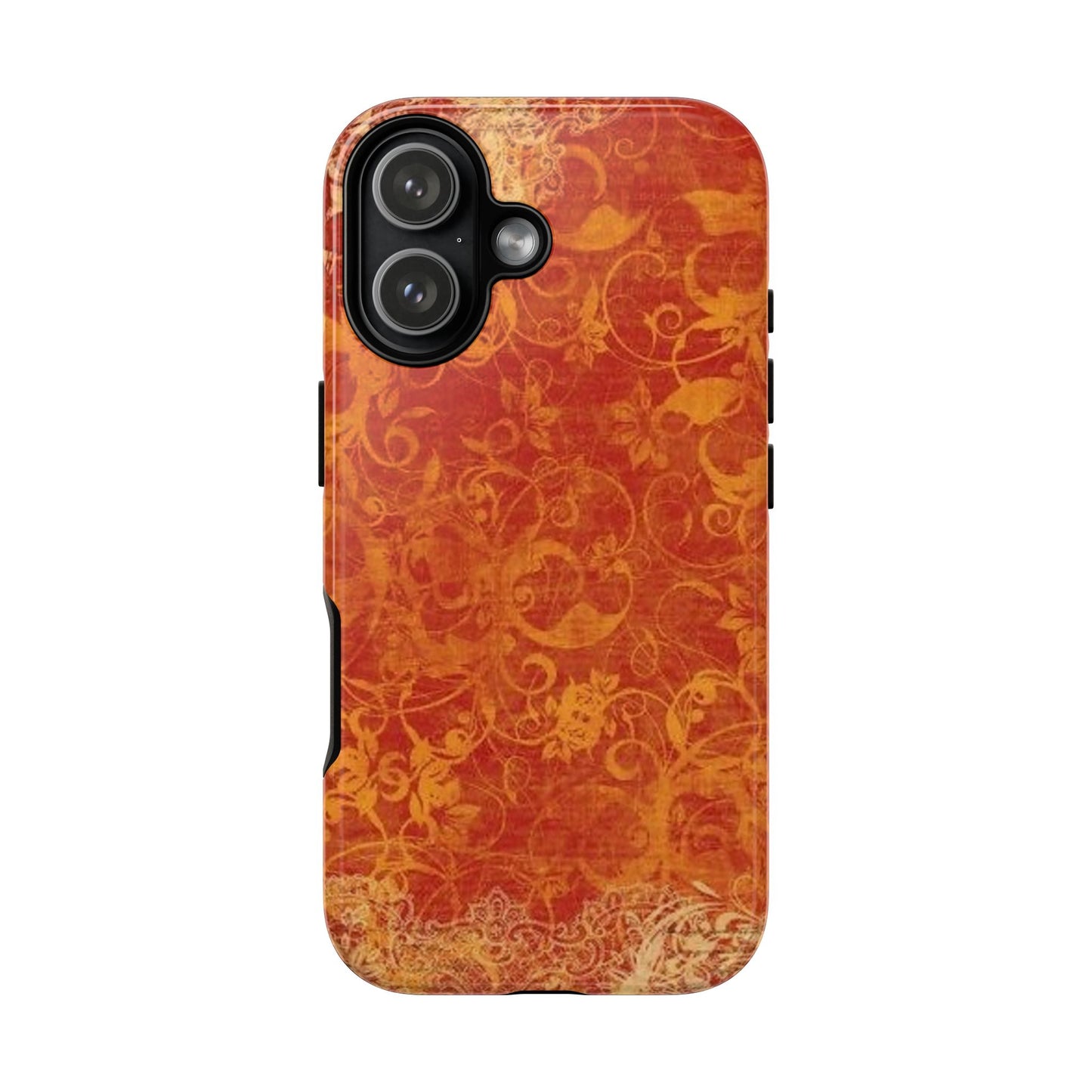 Floral Autumn iPhone Tough Case — Orange Vintage Scroll Design