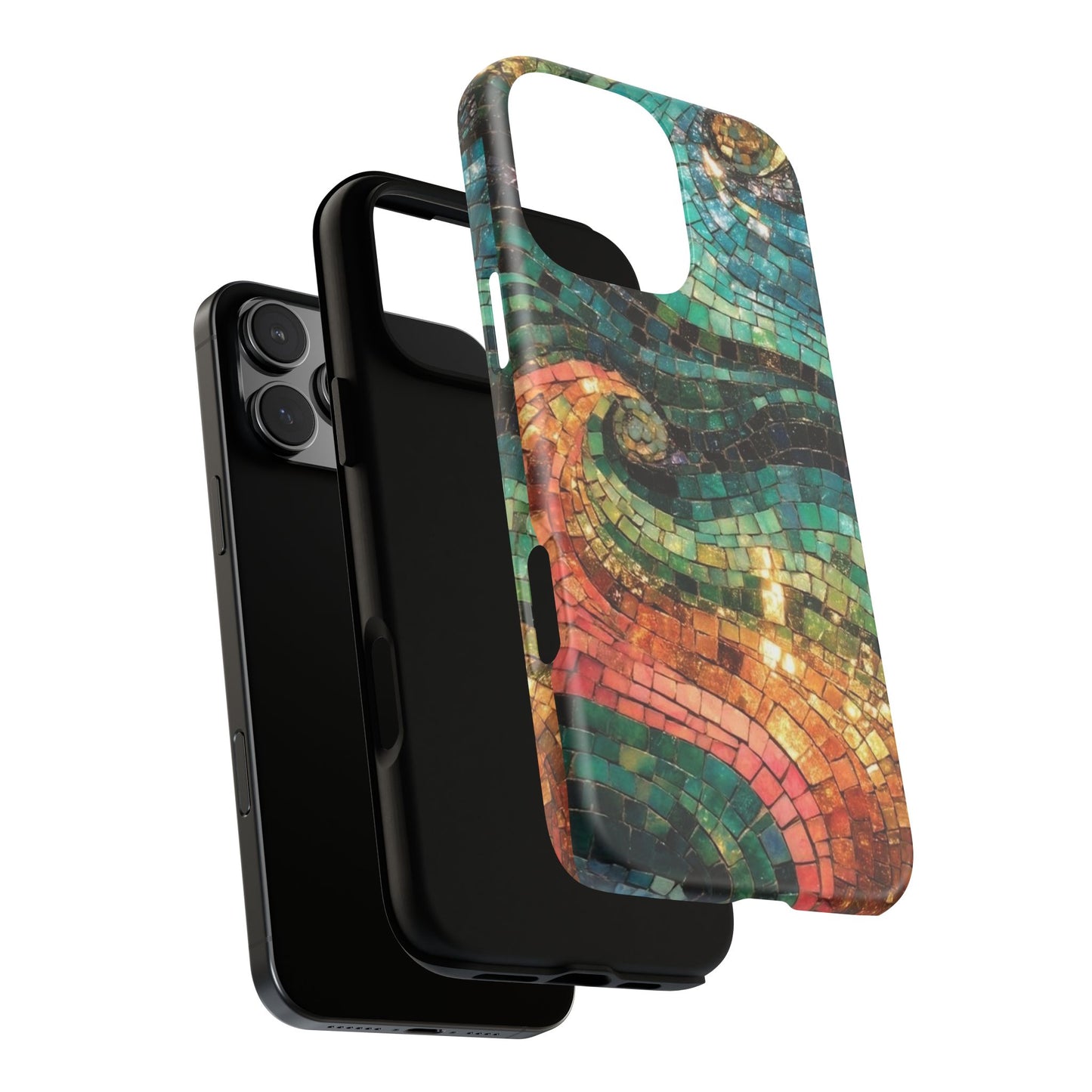 Mosaic Wave Phone Case – Colorful Artistic Tile Design Tough Case