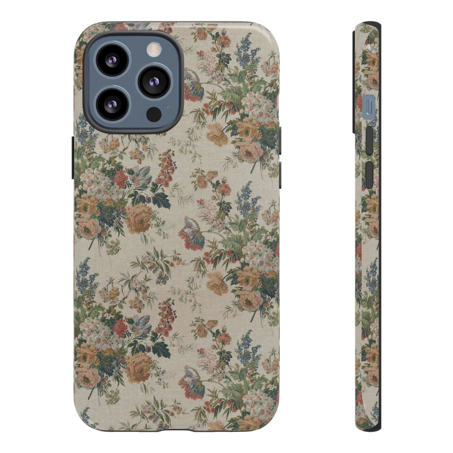 Floral Vintage Tough Phone Case – Antique Rose Pattern