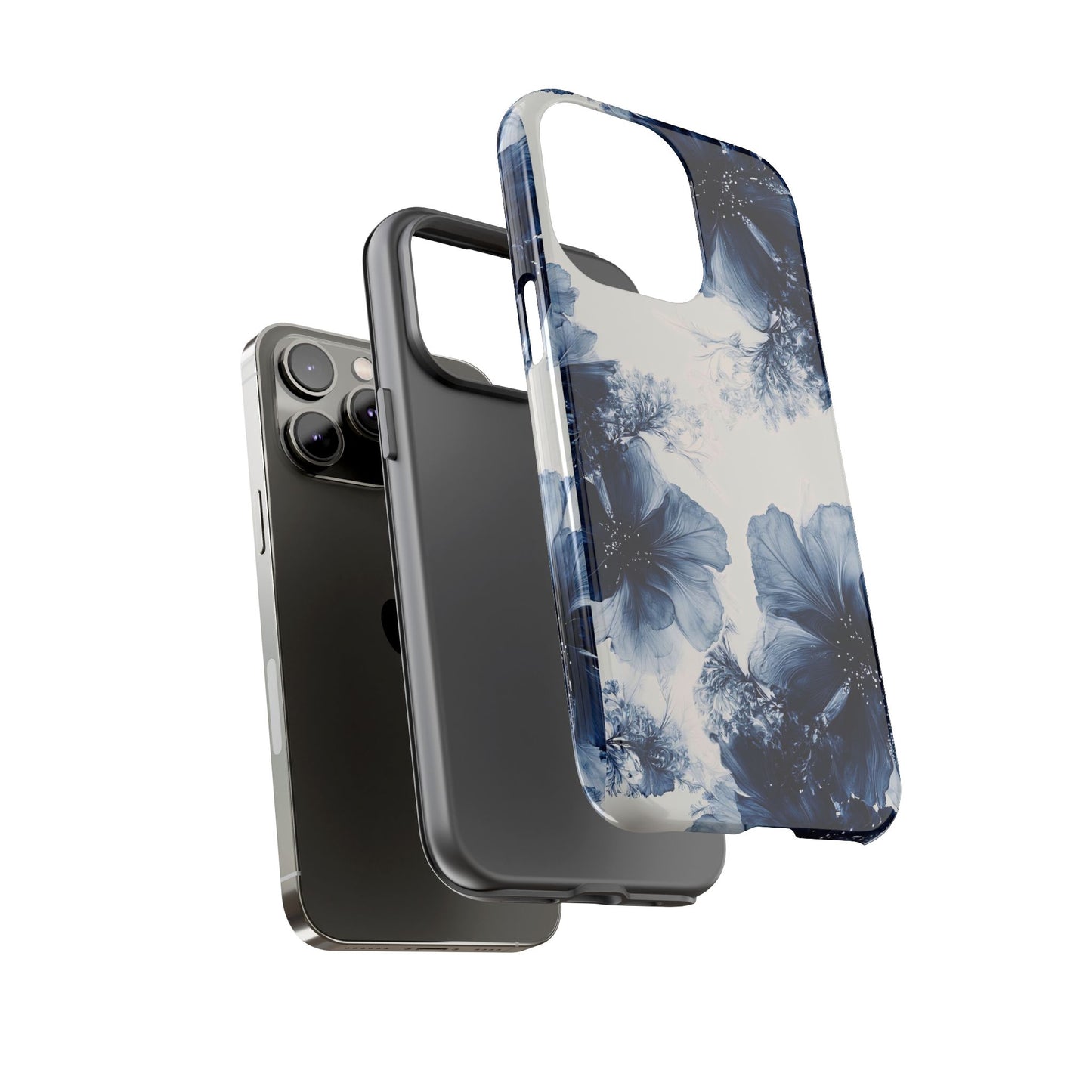 Floral Indigo Tough Phone Case — Blue Botanical Protective Cover