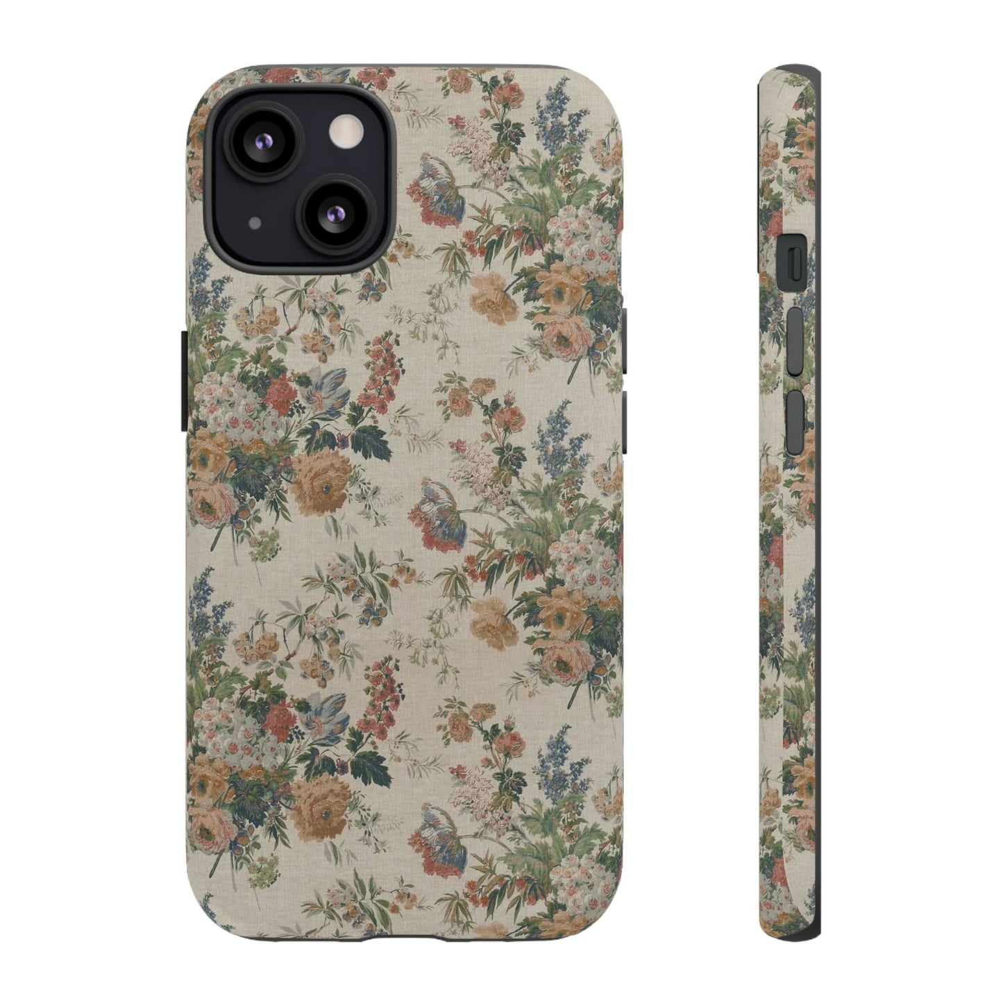 Floral Vintage Tough Phone Case – Antique Rose Pattern