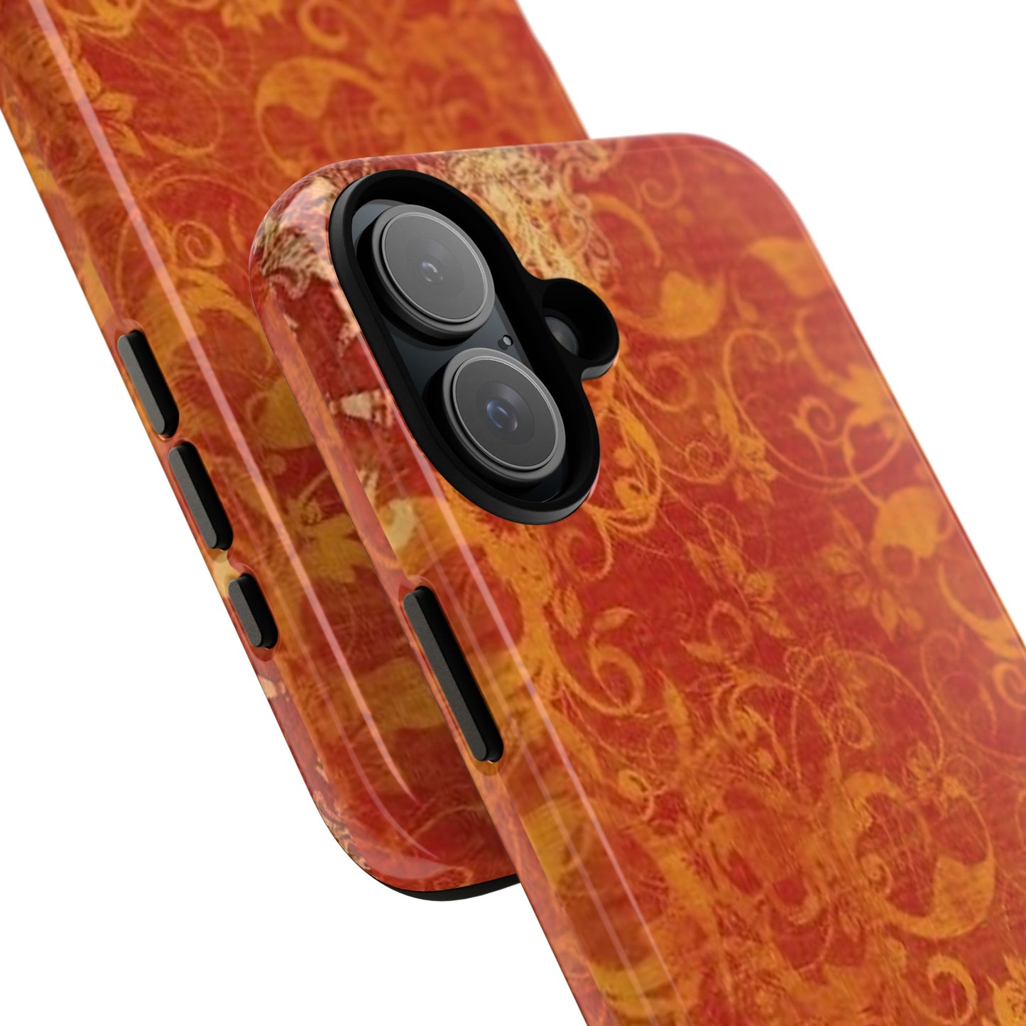 Floral Autumn iPhone Tough Case — Orange Vintage Scroll Design