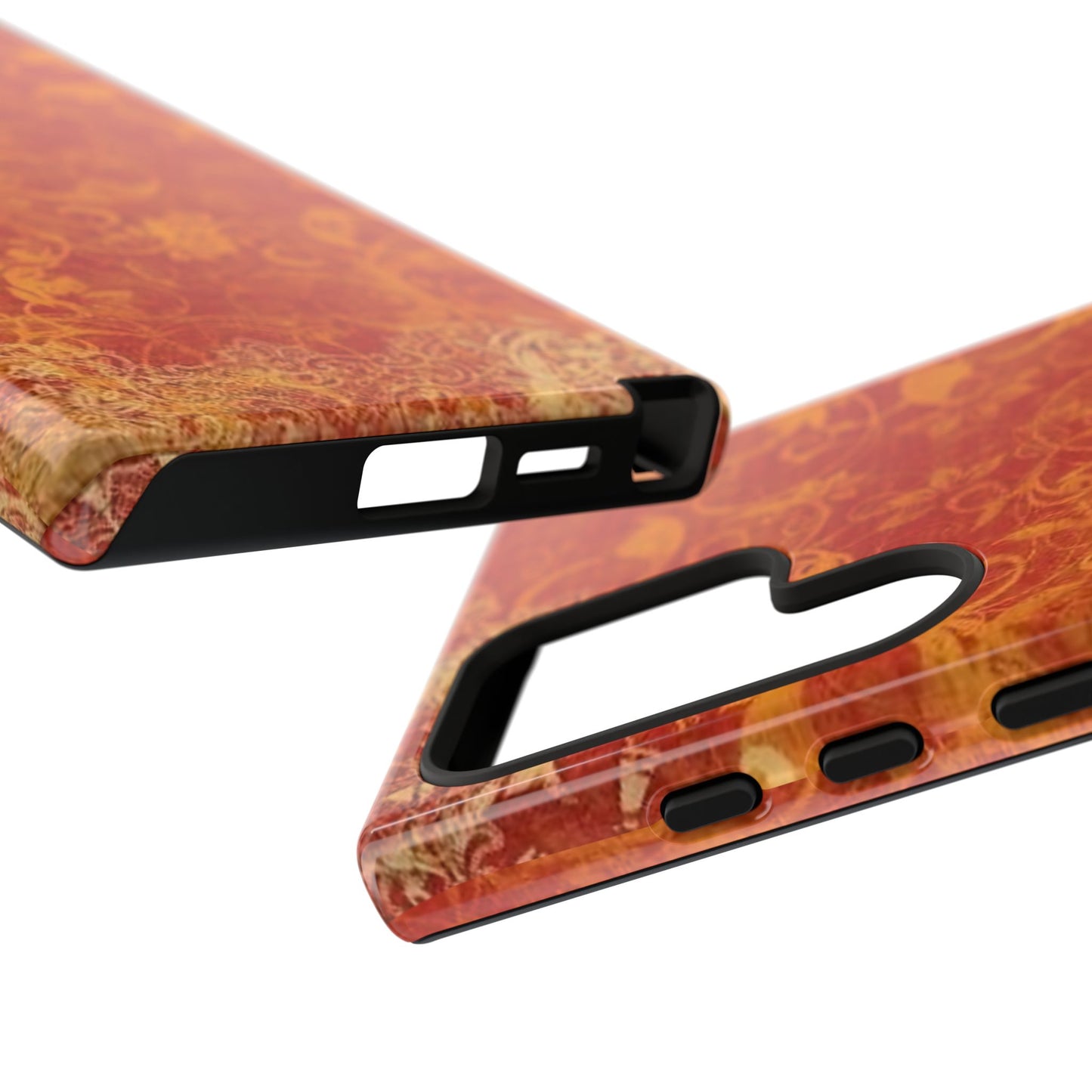 Floral Autumn iPhone Tough Case — Orange Vintage Scroll Design