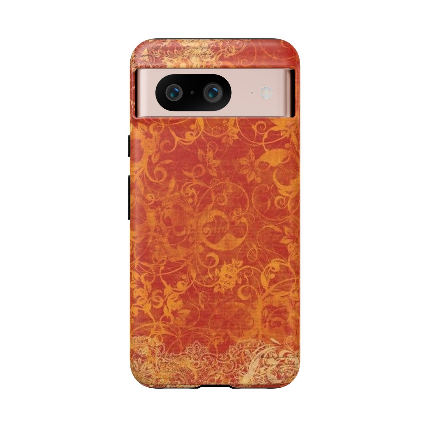 Floral Autumn iPhone Tough Case — Orange Vintage Scroll Design