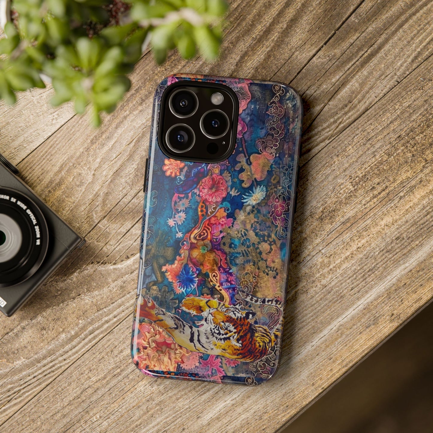 Phone Case - Colorful Floral Tiger Tough Case