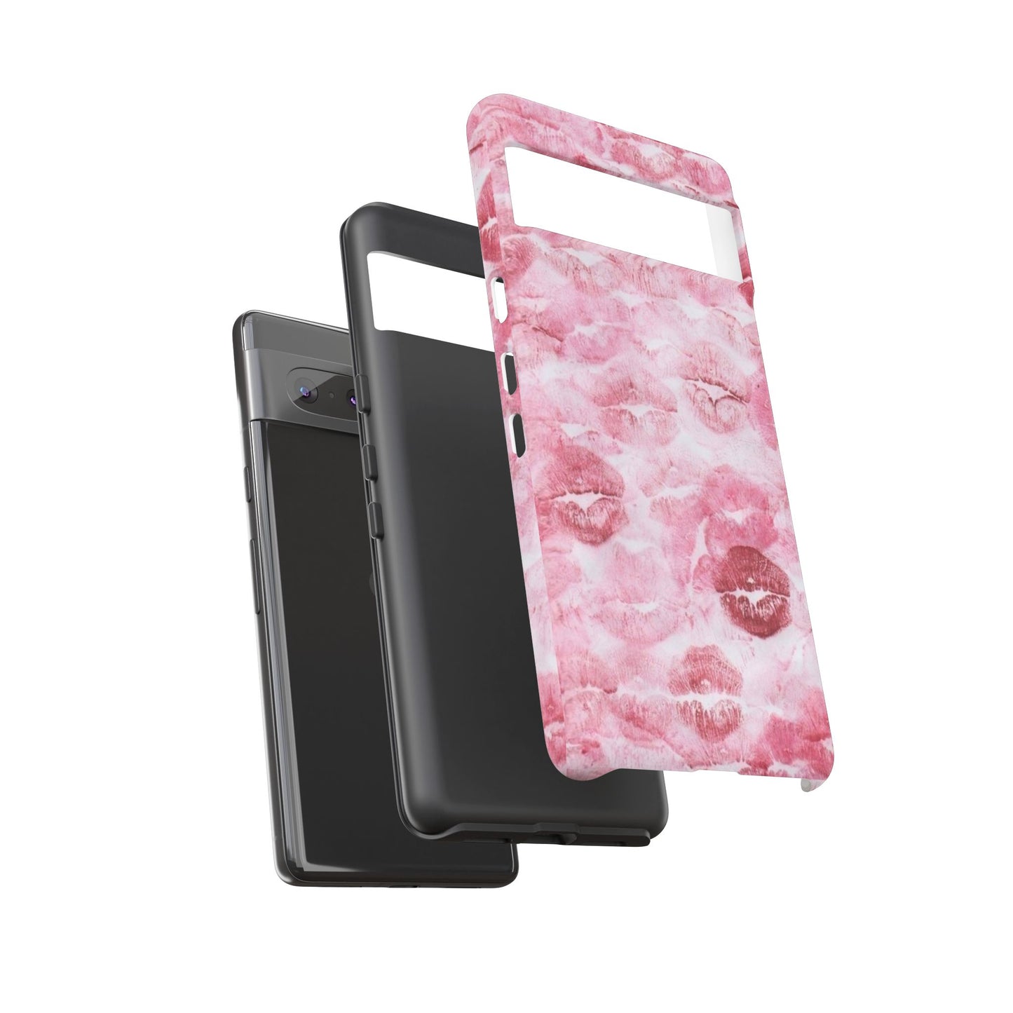 Kiss Print Tough Phone Case — Pink Marble Lip Pattern, Protective iPhone Cover