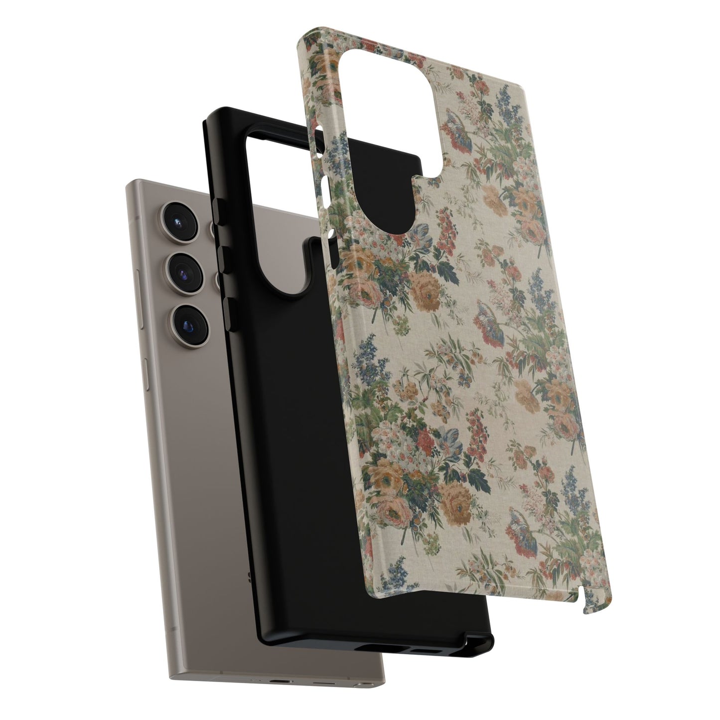 Floral Vintage Tough Phone Case – Antique Rose Pattern