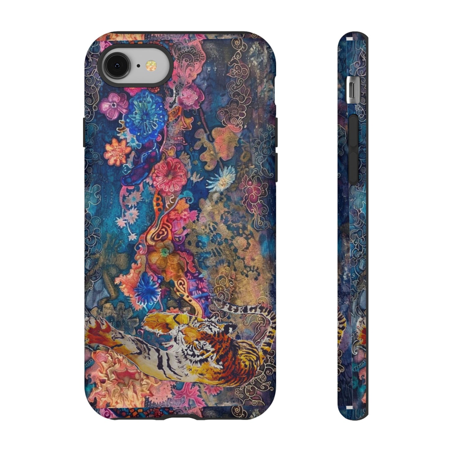 Phone Case - Colorful Floral Tiger Tough Case