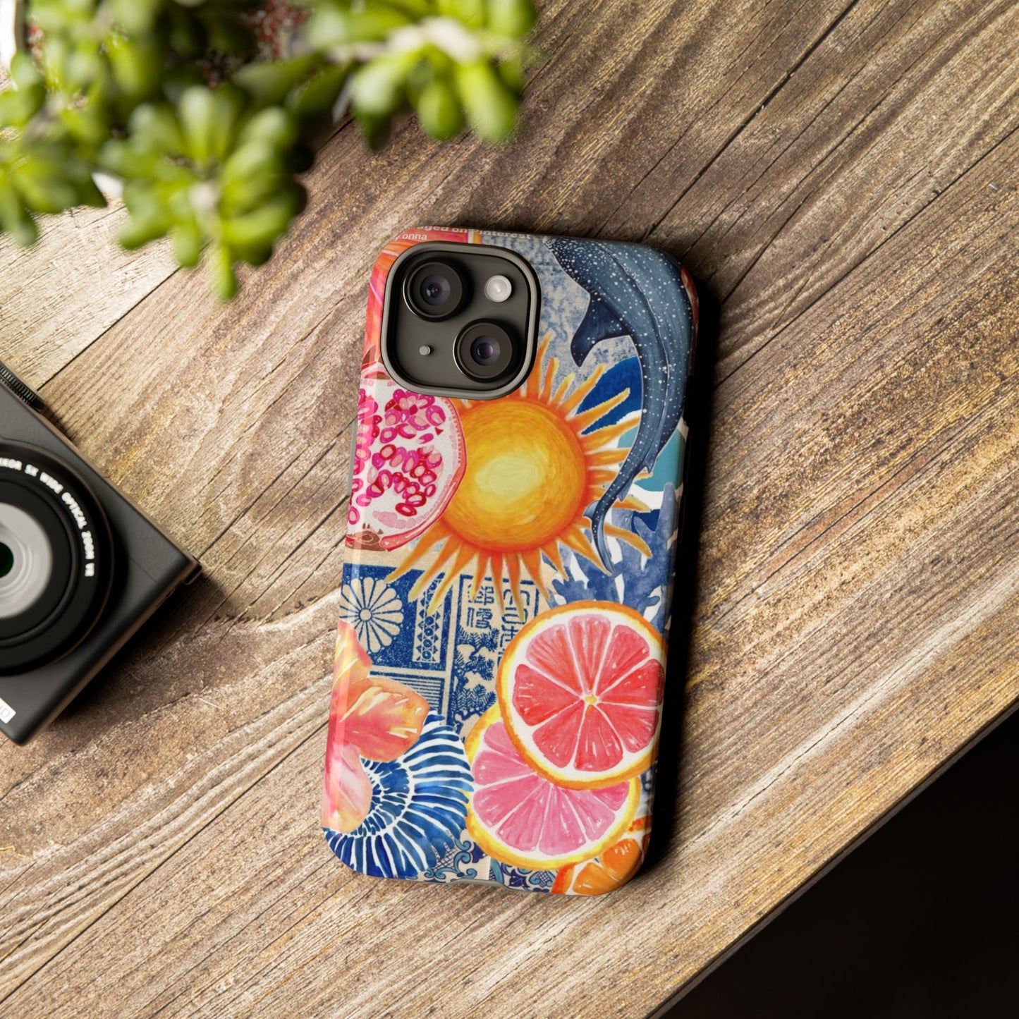 Tough Cases — Tropical Citrus Sun & Dolphin Phone Case