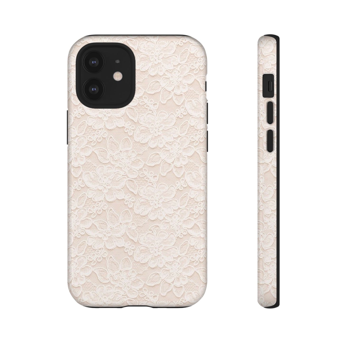 Floral Lace Tough Phone Case – Vintage Ivory Protective Cover