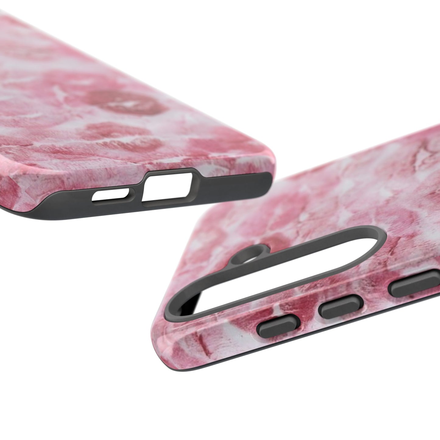 Kiss Print Tough Phone Case — Pink Marble Lip Pattern, Protective iPhone Cover
