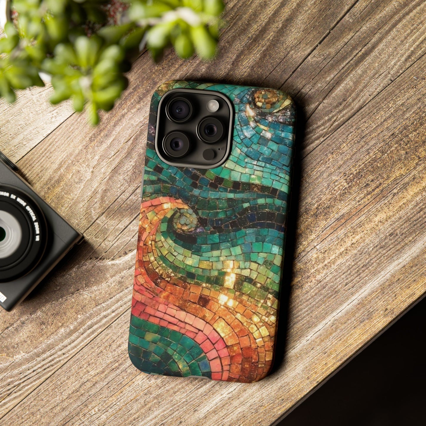 Mosaic Wave Phone Case – Colorful Artistic Tile Design Tough Case