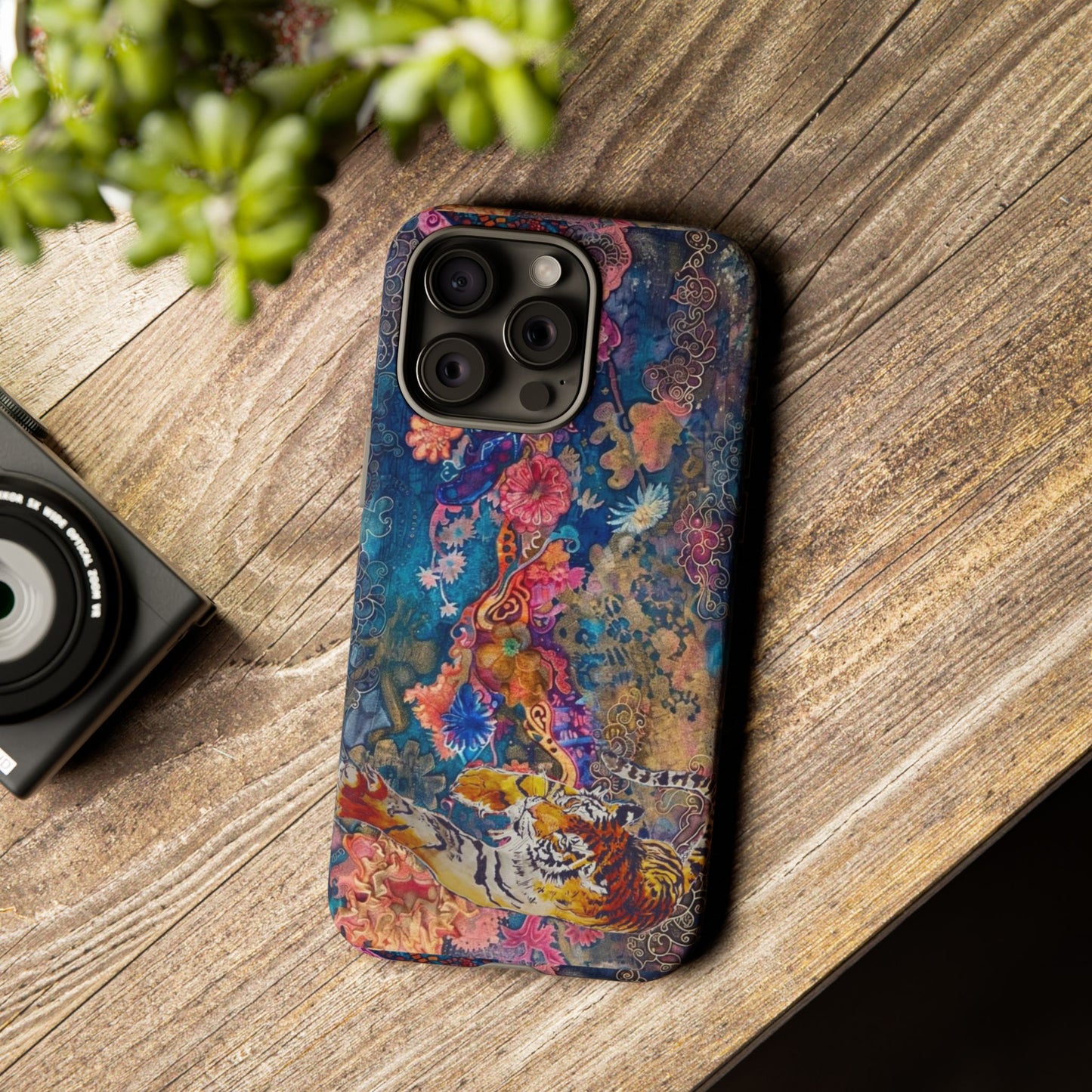 Phone Case - Colorful Floral Tiger Tough Case