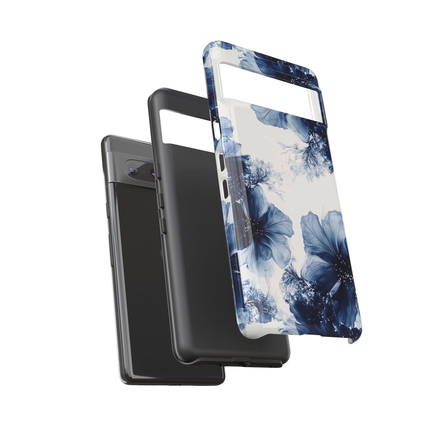 Floral Indigo Tough Phone Case — Blue Botanical Protective Cover