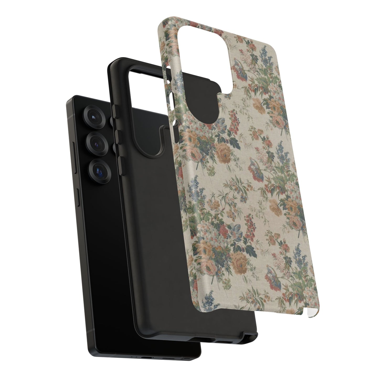 Floral Vintage Tough Phone Case – Antique Rose Pattern