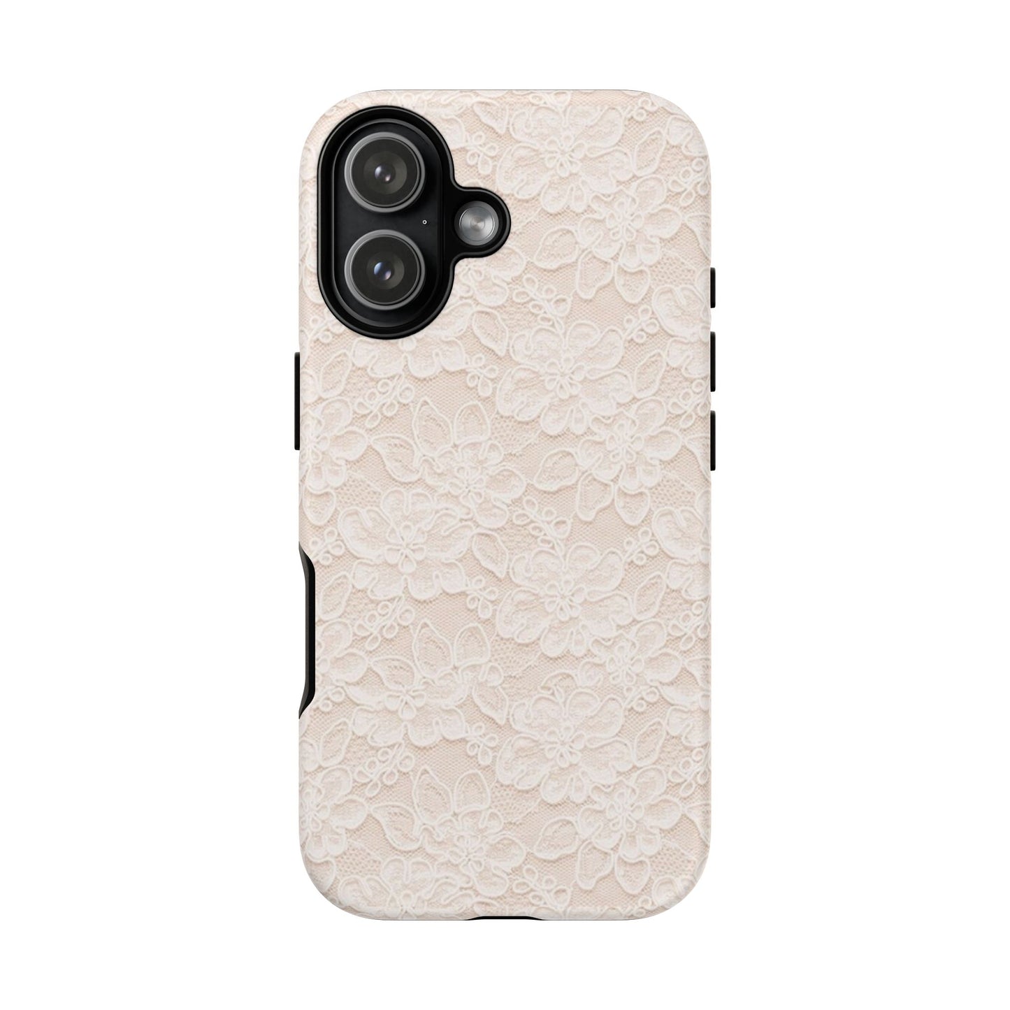 Floral Lace Tough Phone Case – Vintage Ivory Protective Cover