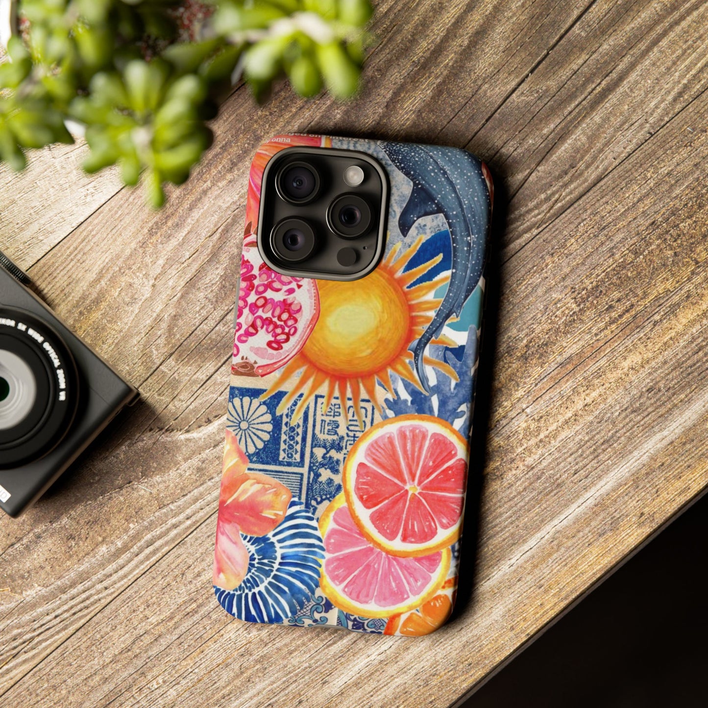 Tough Cases — Tropical Citrus Sun & Dolphin Phone Case