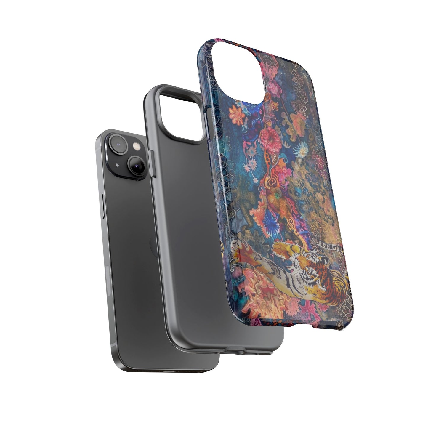 Phone Case - Colorful Floral Tiger Tough Case