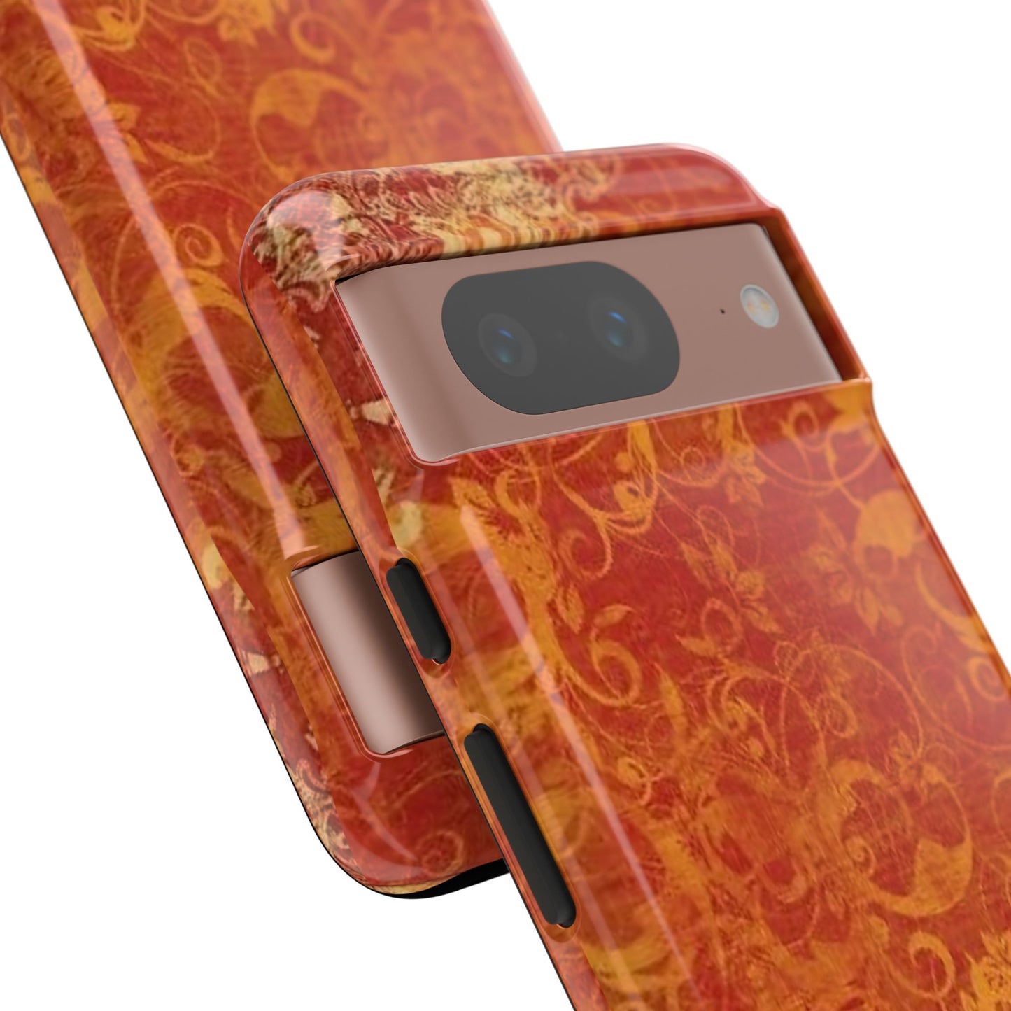 Floral Autumn iPhone Tough Case — Orange Vintage Scroll Design
