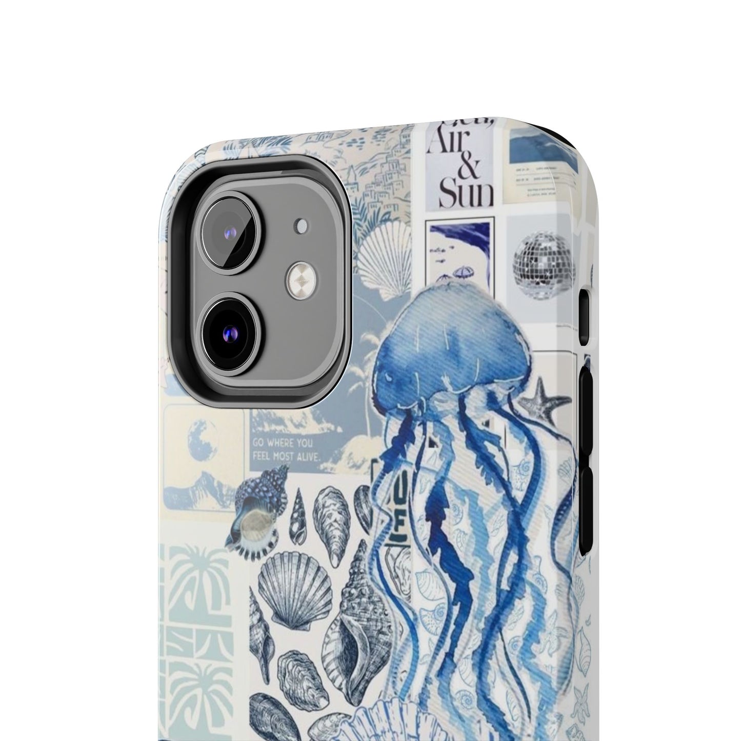 Sea Collage Tough Phone Case — Blue Jellyfish & Shells Coastal Design