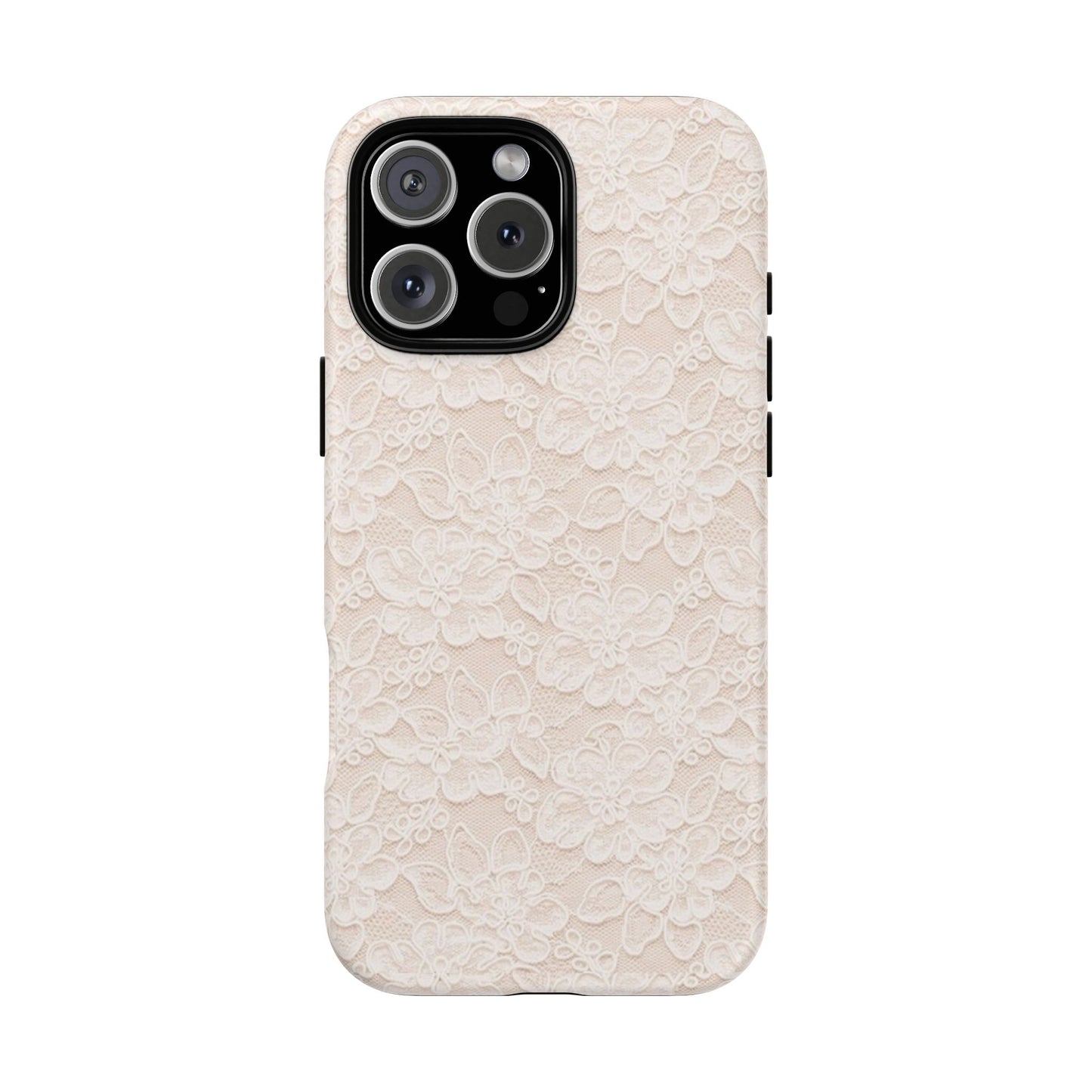 Floral Lace Tough Phone Case – Vintage Ivory Protective Cover
