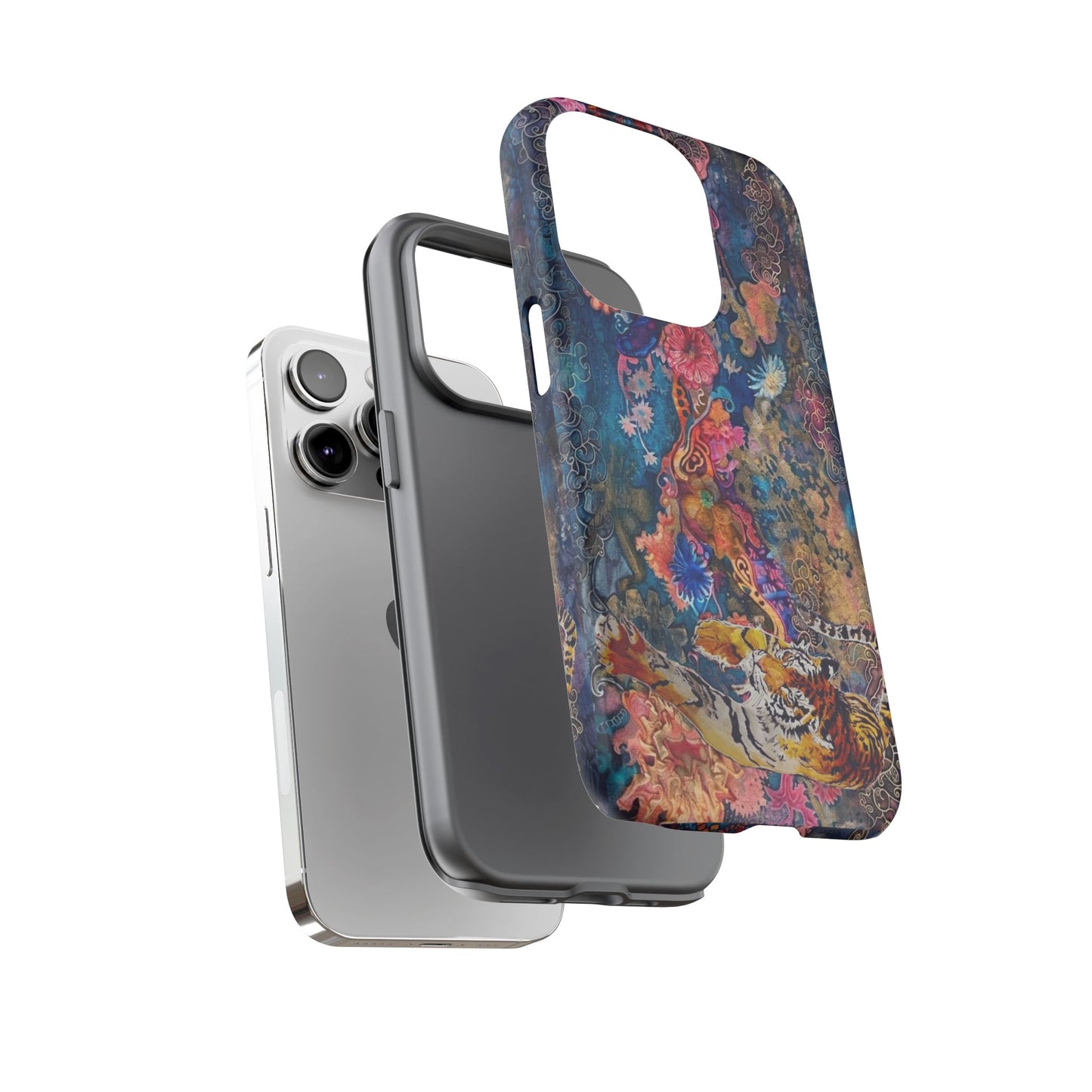 Phone Case - Colorful Floral Tiger Tough Case