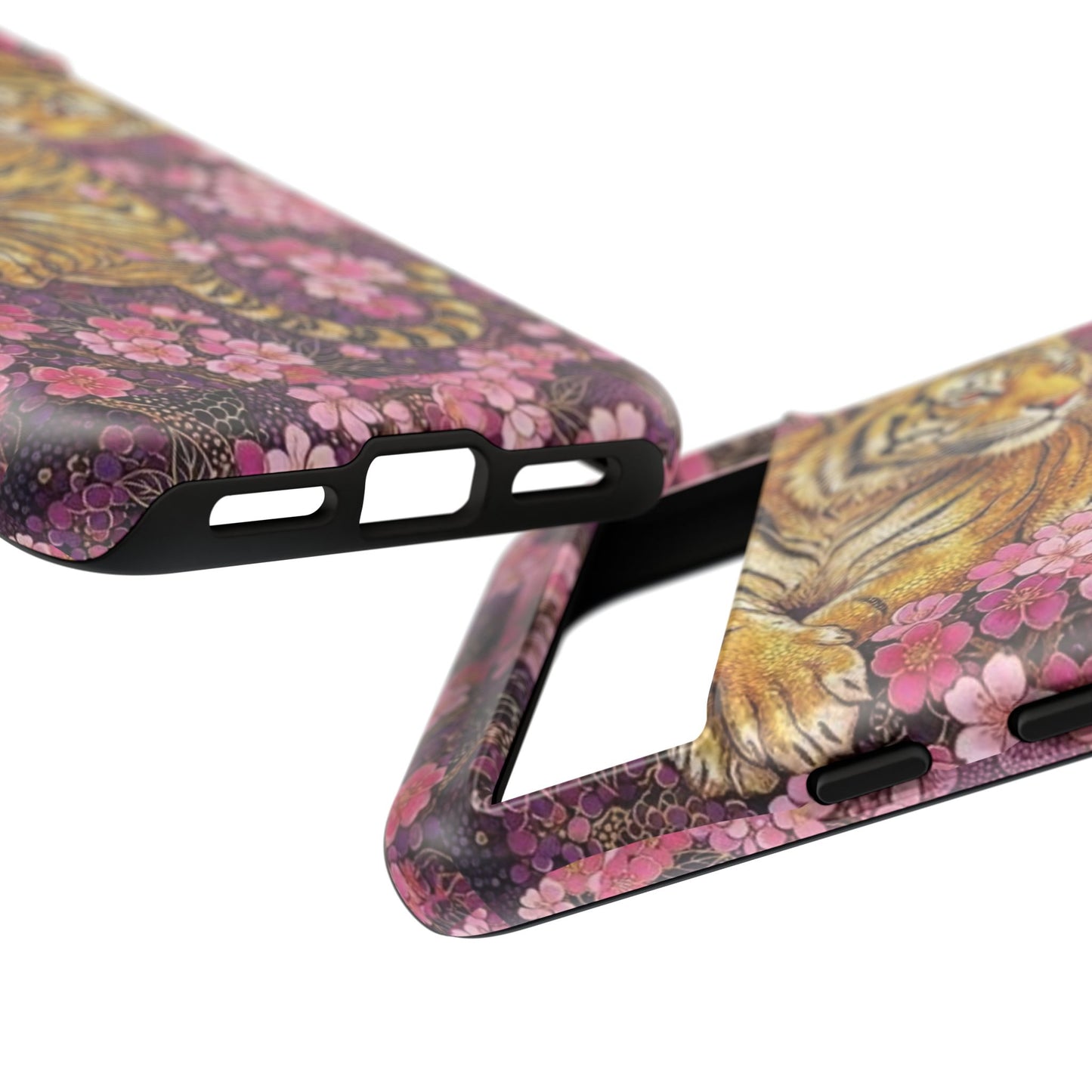 Tiger Floral Phone Case — Vintage Sakura Heavy-Duty Protective Cover