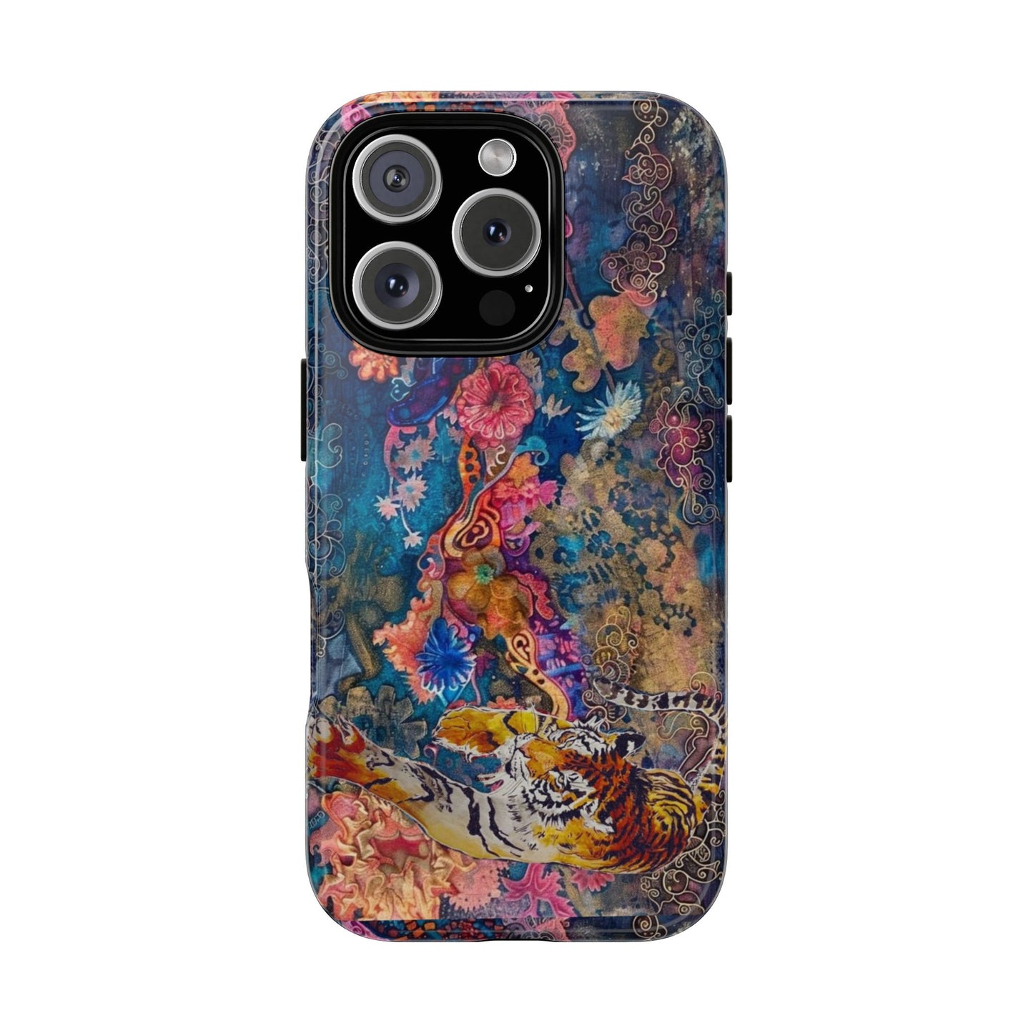 Phone Case - Colorful Floral Tiger Tough Case