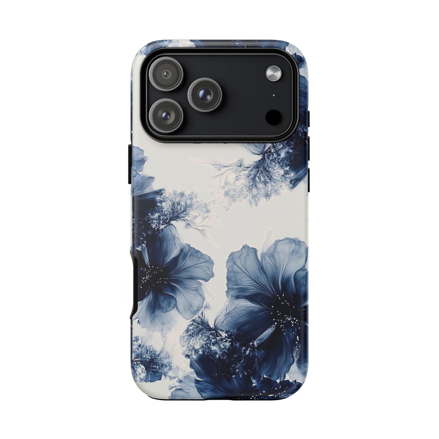 Floral Indigo Tough Phone Case — Blue Botanical Protective Cover