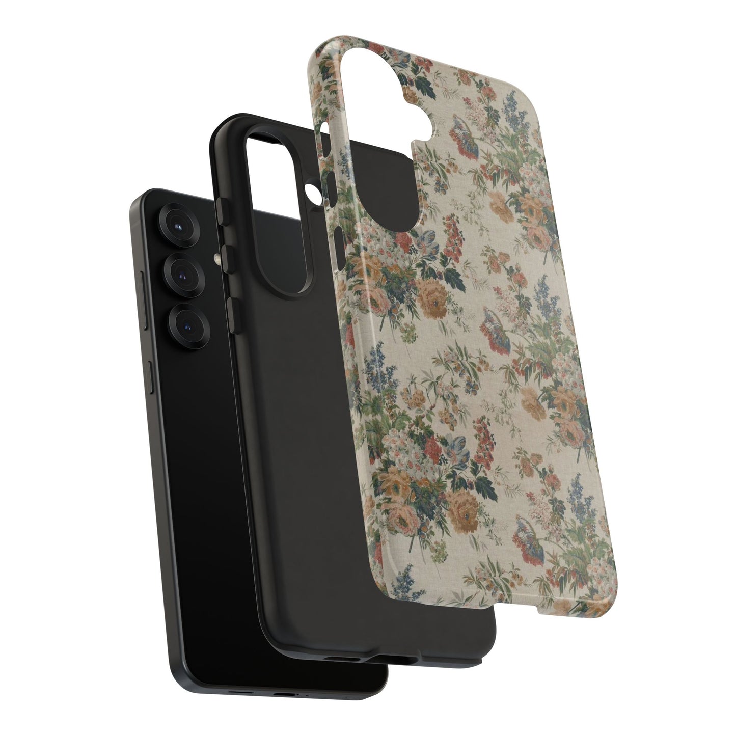 Floral Vintage Tough Phone Case – Antique Rose Pattern