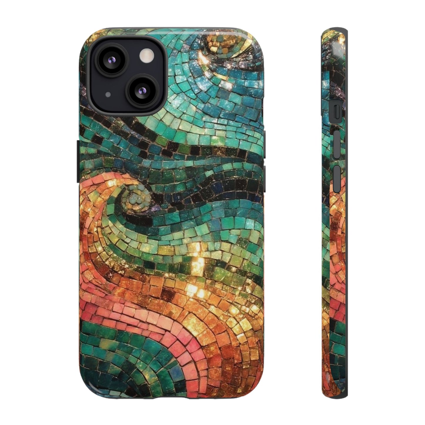 Mosaic Wave Phone Case – Colorful Artistic Tile Design Tough Case
