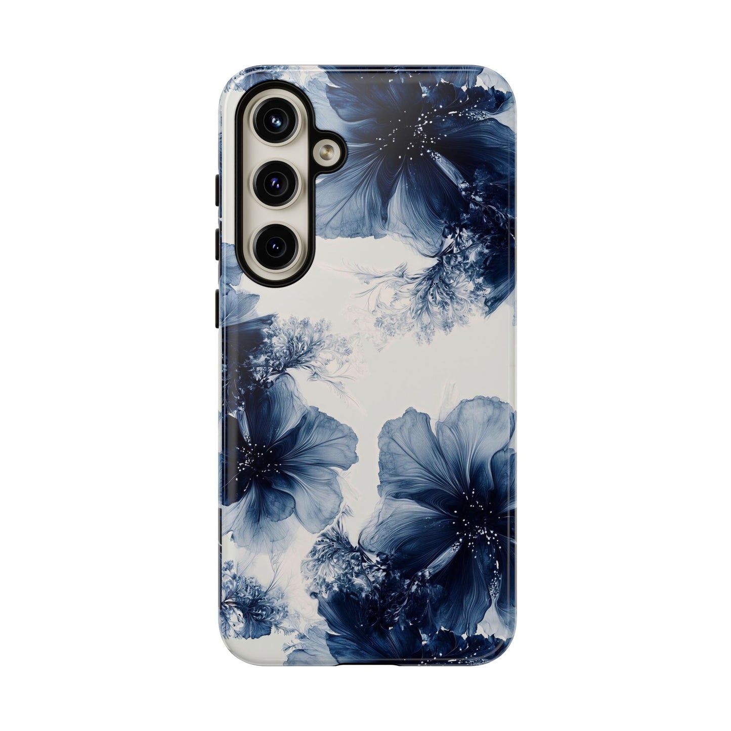 Floral Indigo Tough Phone Case — Blue Botanical Protective Cover