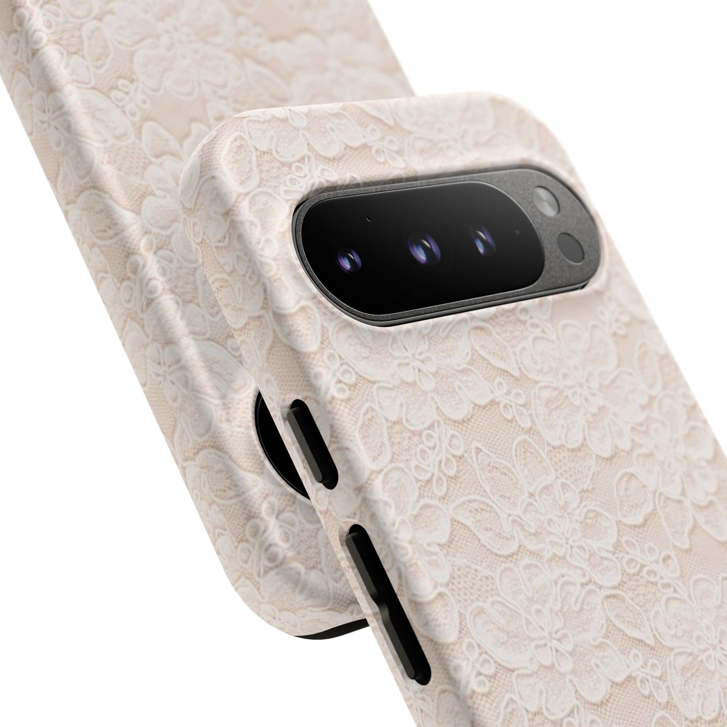 Floral Lace Tough Phone Case – Vintage Ivory Protective Cover