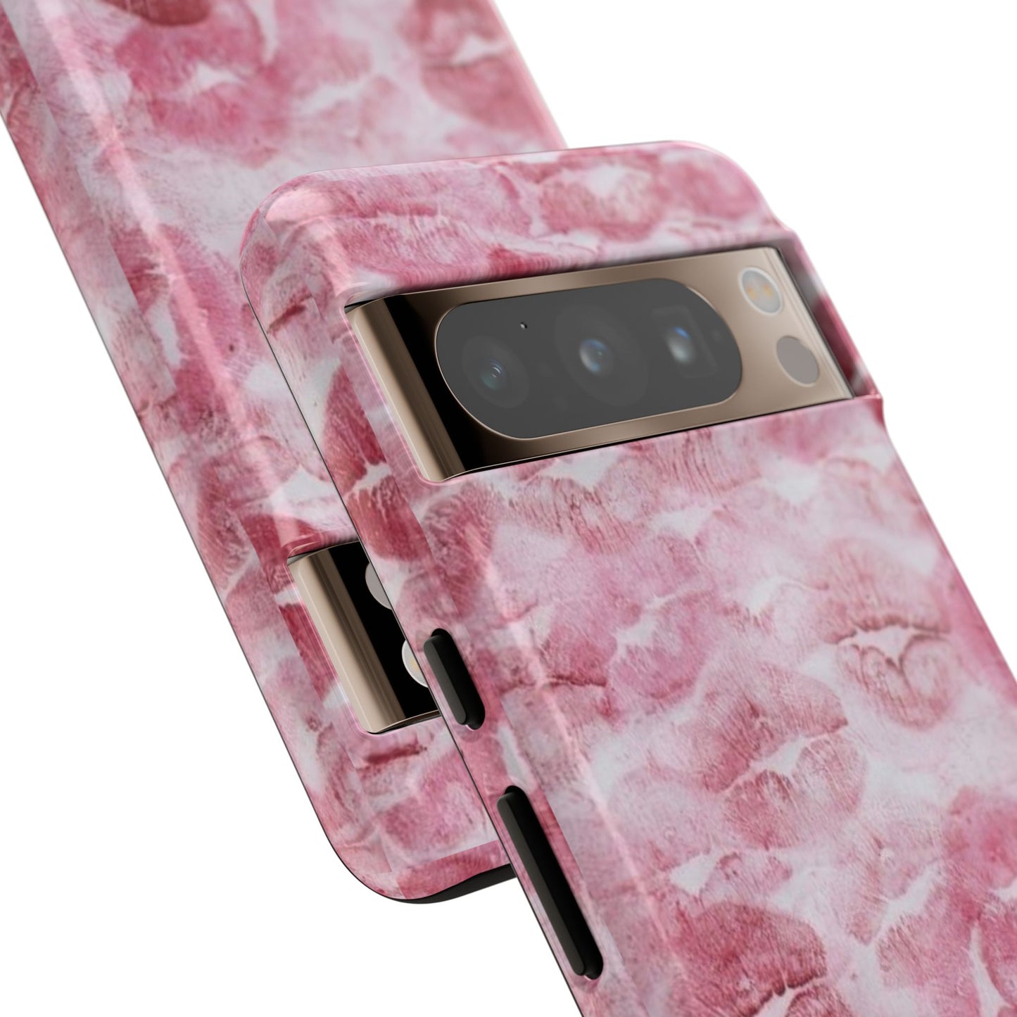 Kiss Print Tough Phone Case — Pink Marble Lip Pattern, Protective iPhone Cover