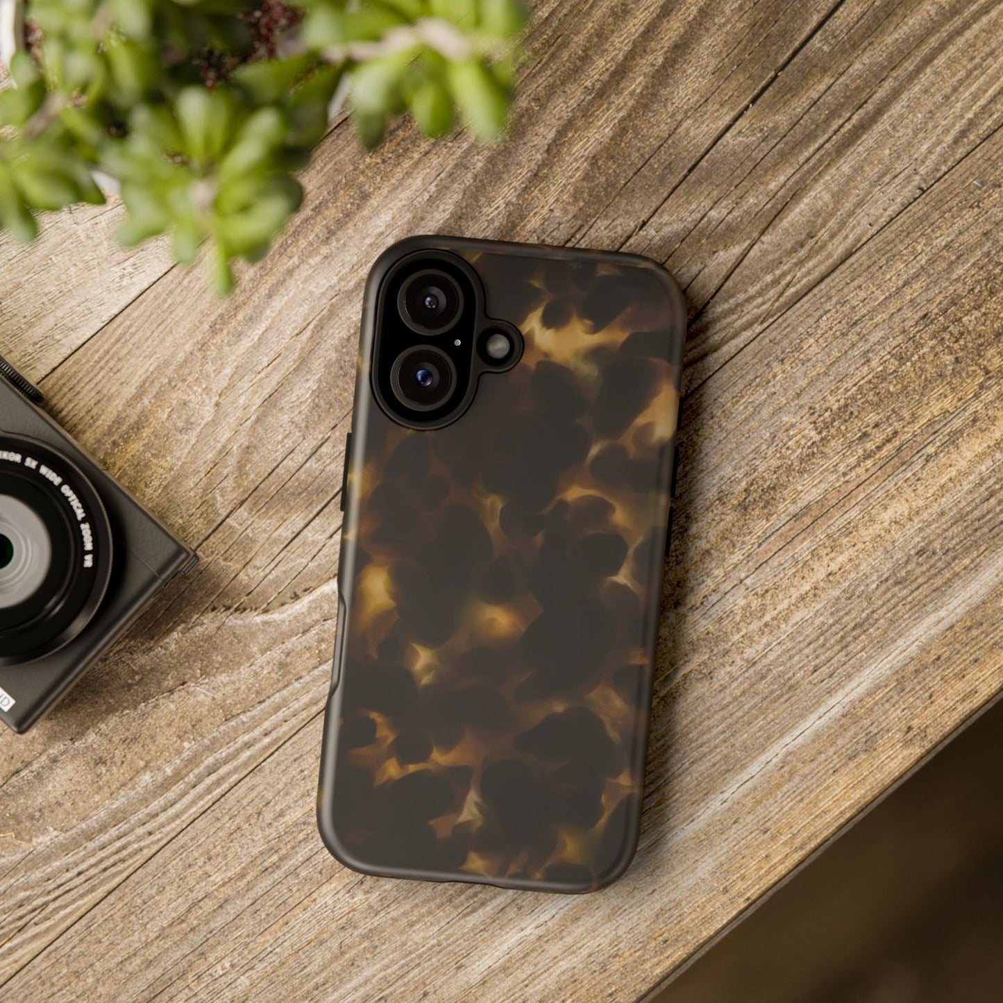 Tortoiseshell Phone Case — Protective Tough Case with Classic Brown Pattern