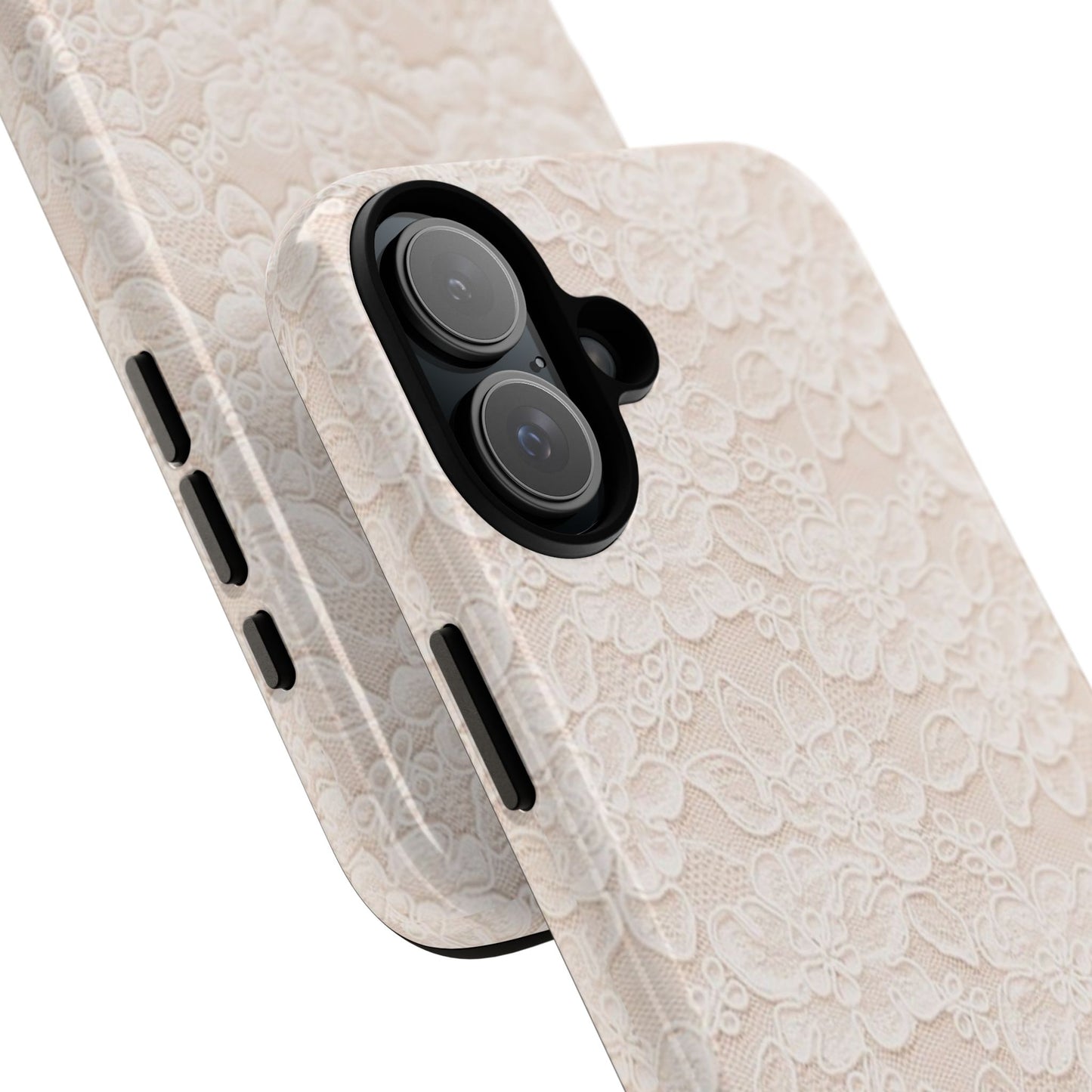 Floral Lace Tough Phone Case – Vintage Ivory Protective Cover