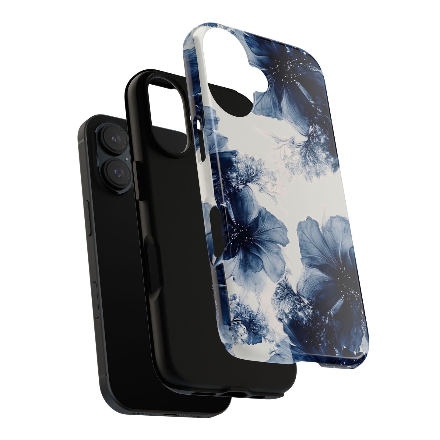 Floral Indigo Tough Phone Case — Blue Botanical Protective Cover