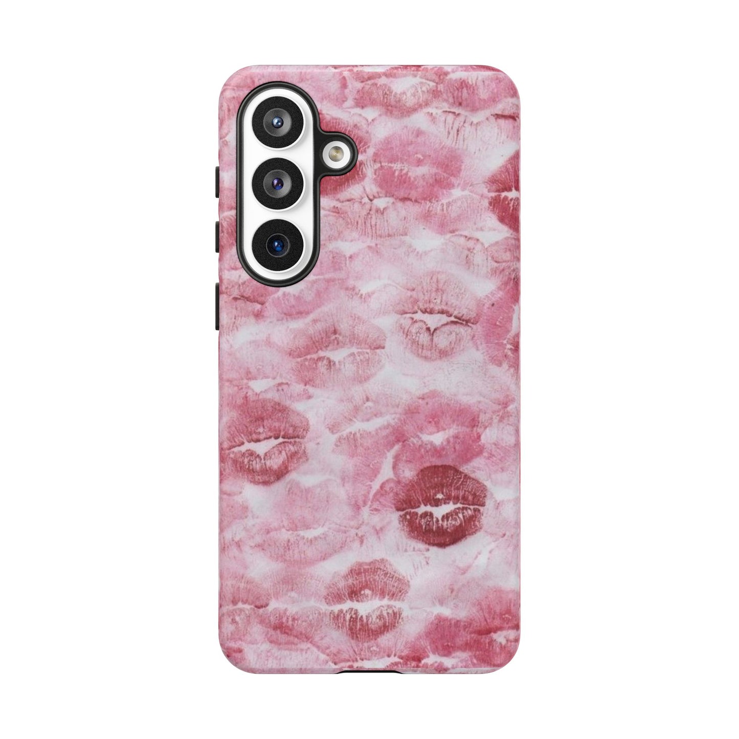 Kiss Print Tough Phone Case — Pink Marble Lip Pattern, Protective iPhone Cover