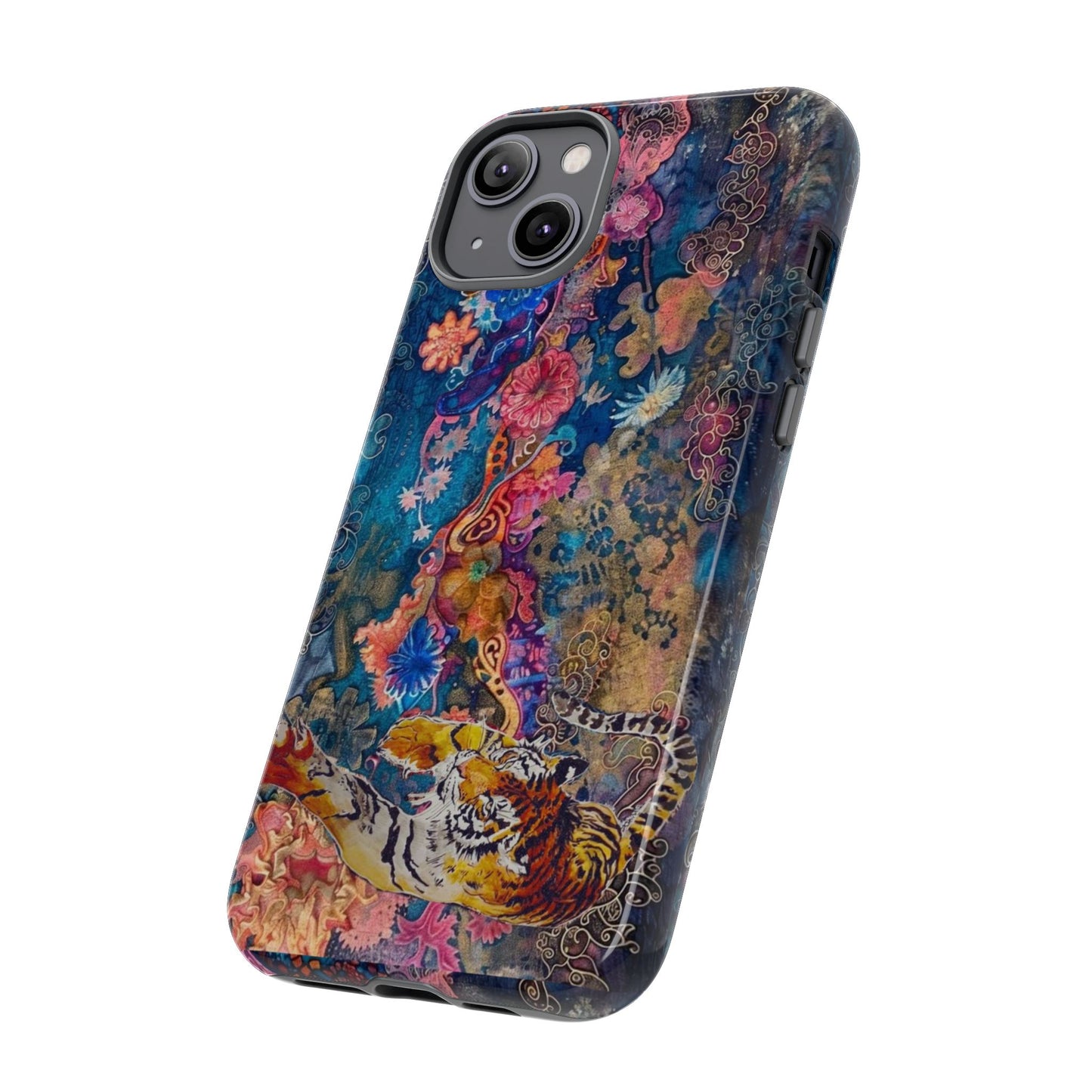 Phone Case - Colorful Floral Tiger Tough Case