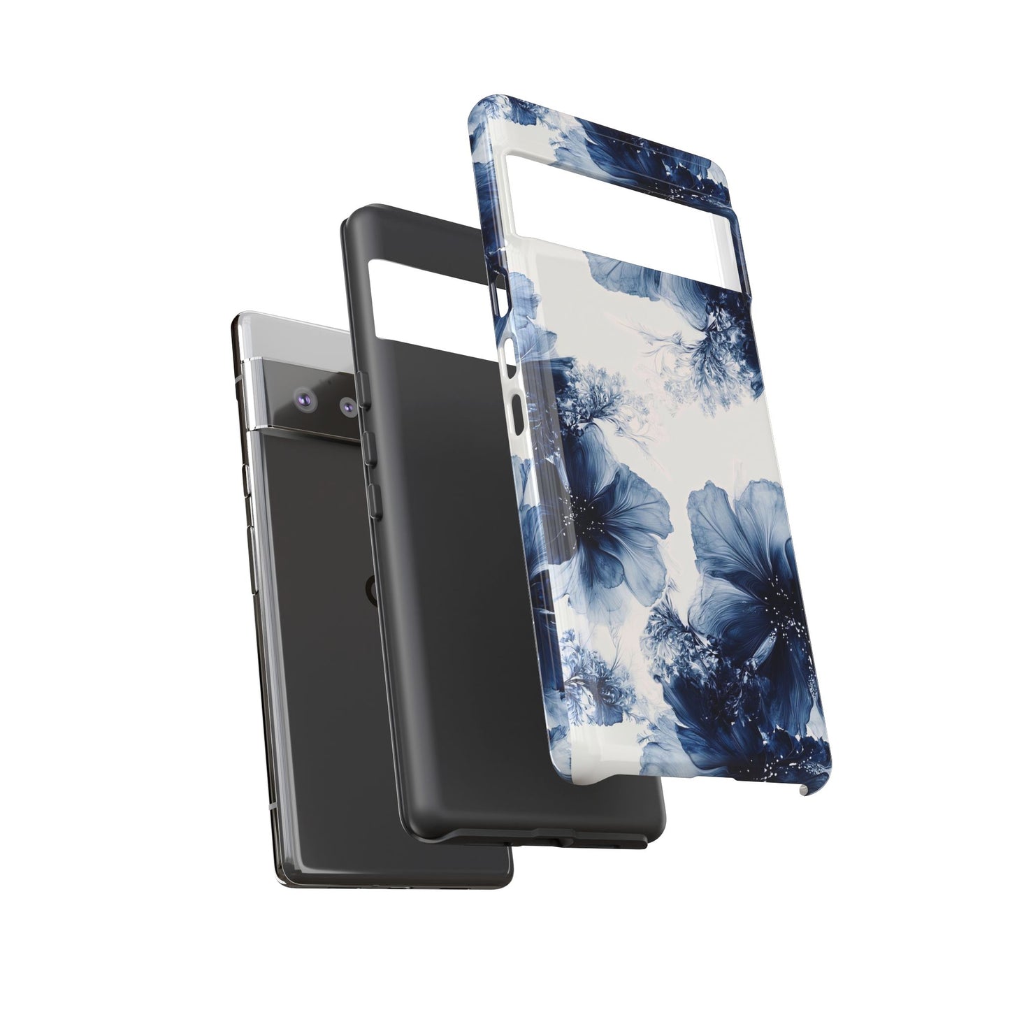 Floral Indigo Tough Phone Case — Blue Botanical Protective Cover