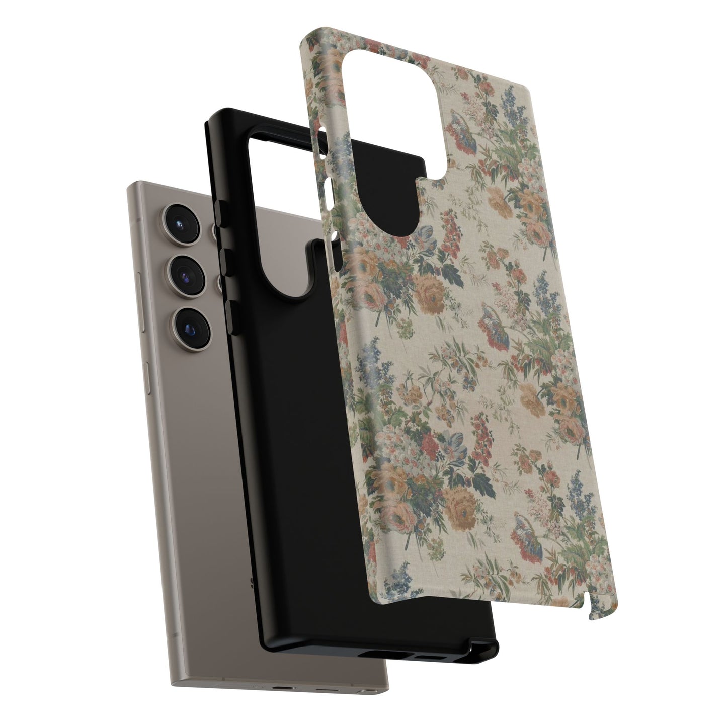 Floral Vintage Tough Phone Case – Antique Rose Pattern