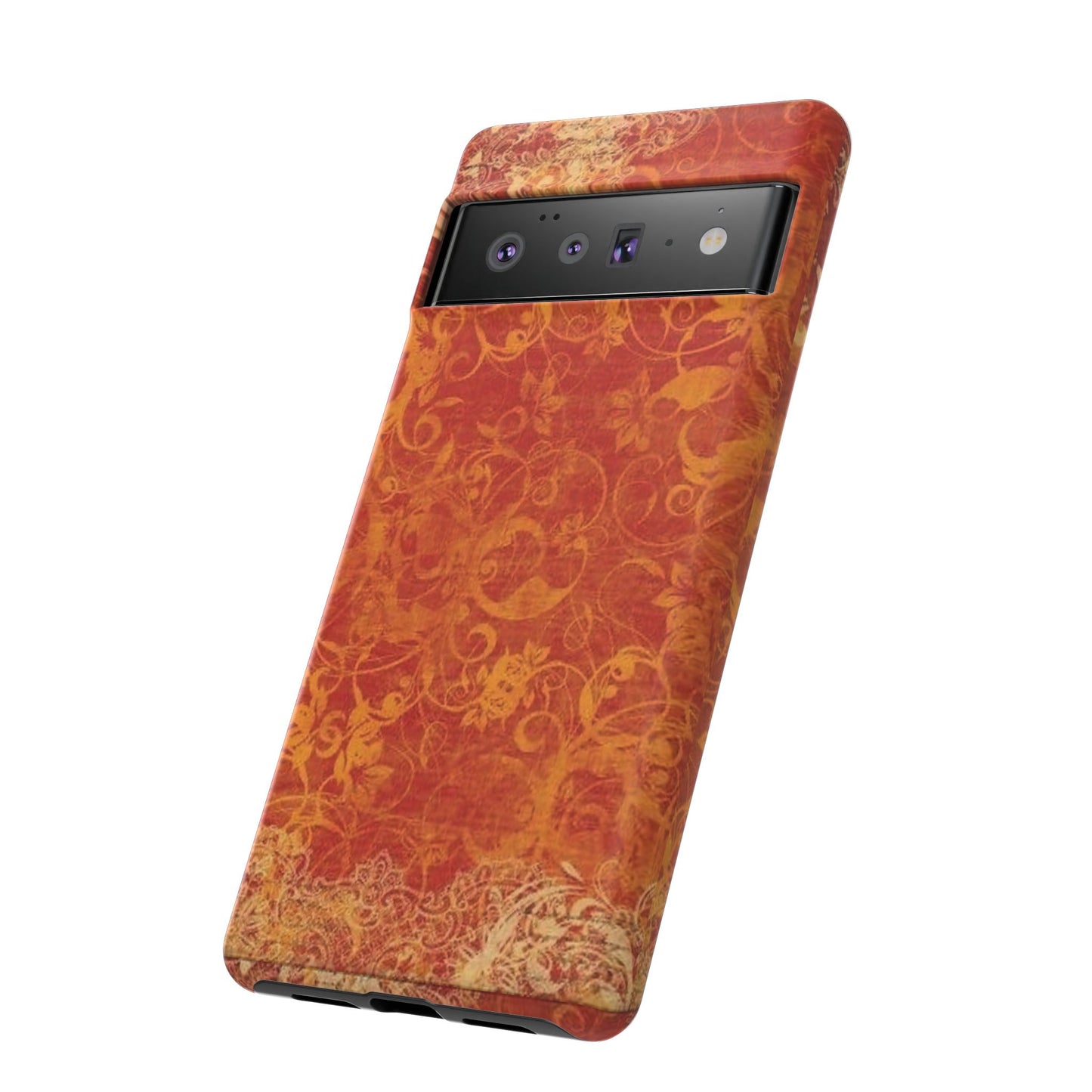Floral Autumn iPhone Tough Case — Orange Vintage Scroll Design