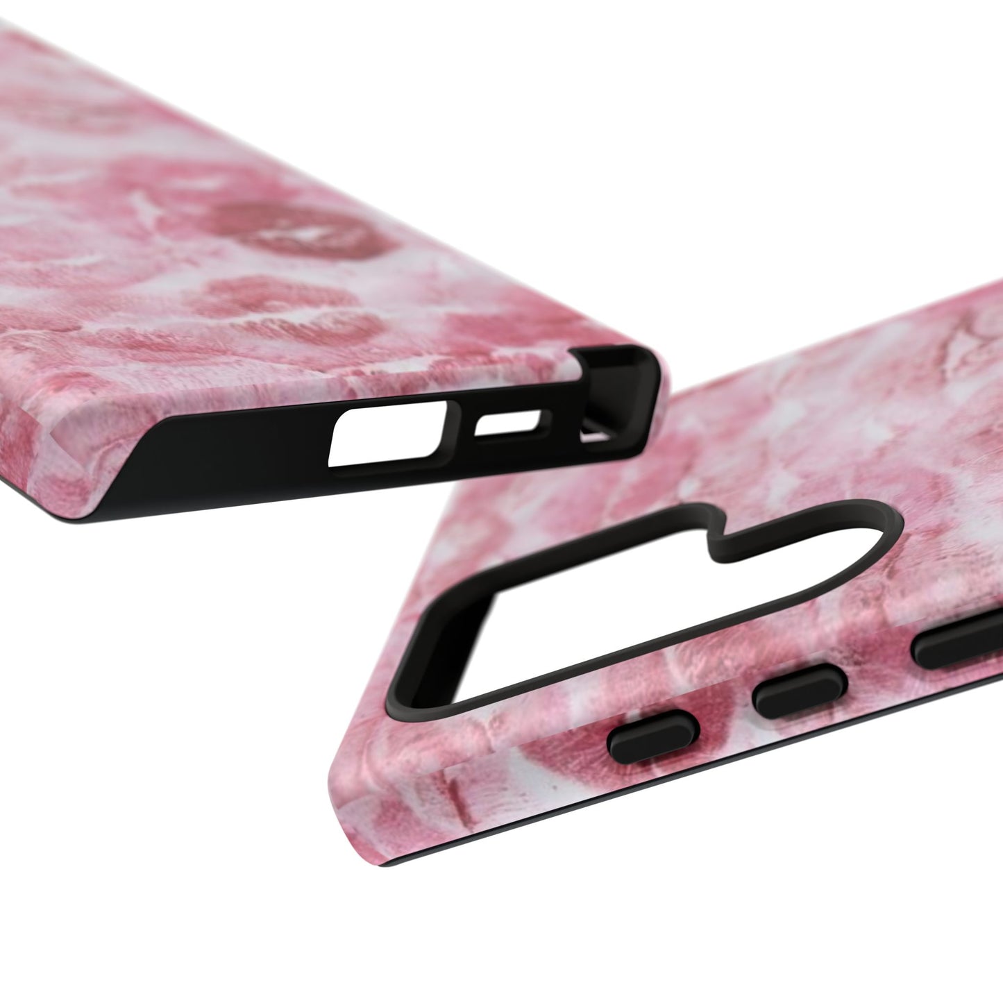 Kiss Print Tough Phone Case — Pink Marble Lip Pattern, Protective iPhone Cover