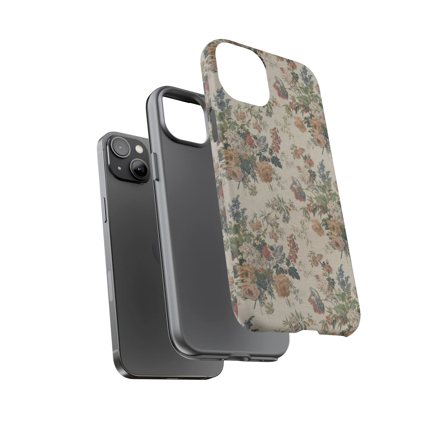 Floral Vintage Tough Phone Case – Antique Rose Pattern