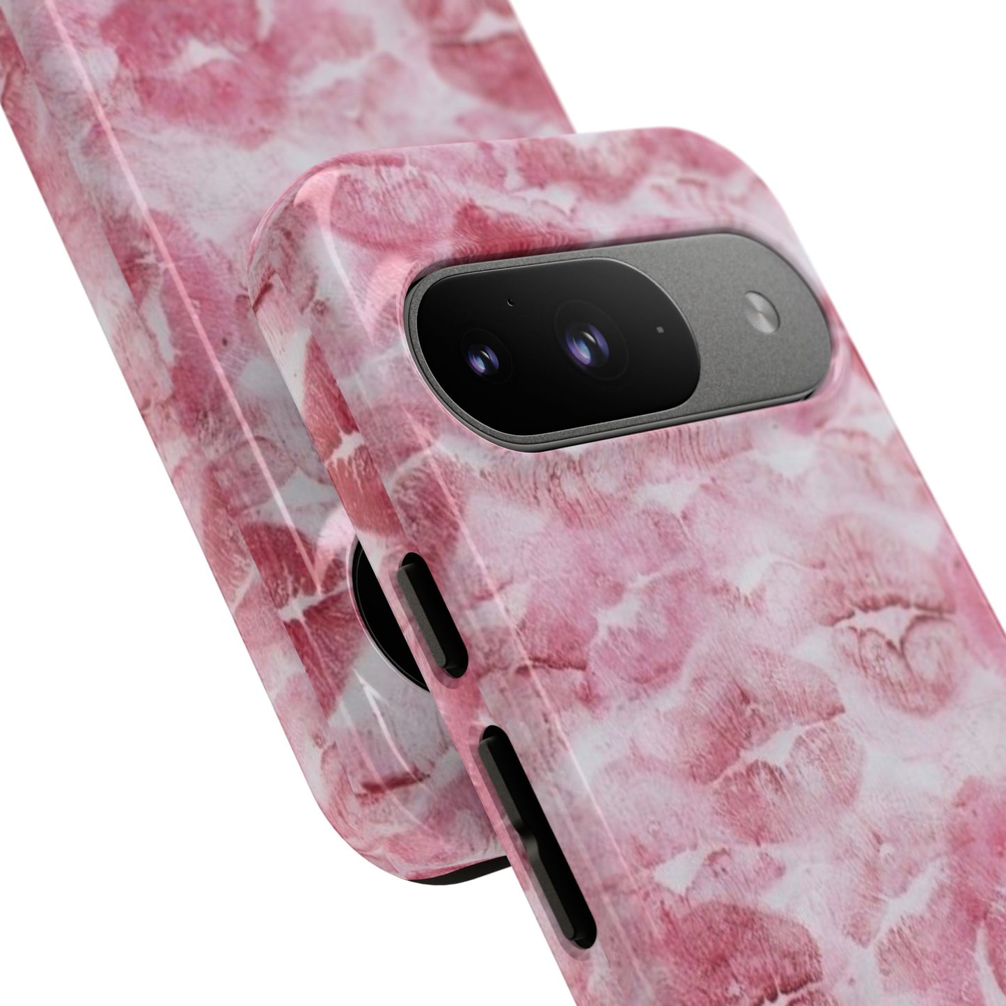 Kiss Print Tough Phone Case — Pink Marble Lip Pattern, Protective iPhone Cover