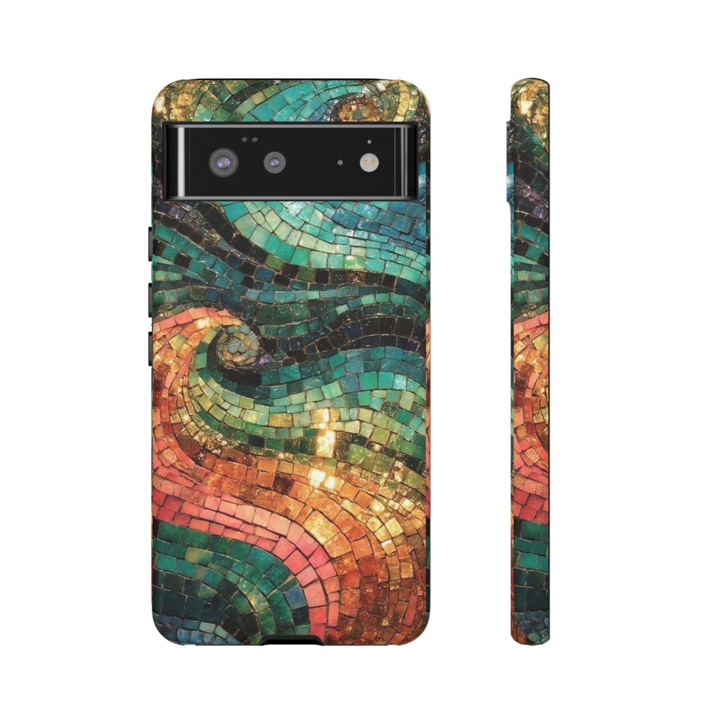 Mosaic Wave Phone Case – Colorful Artistic Tile Design Tough Case