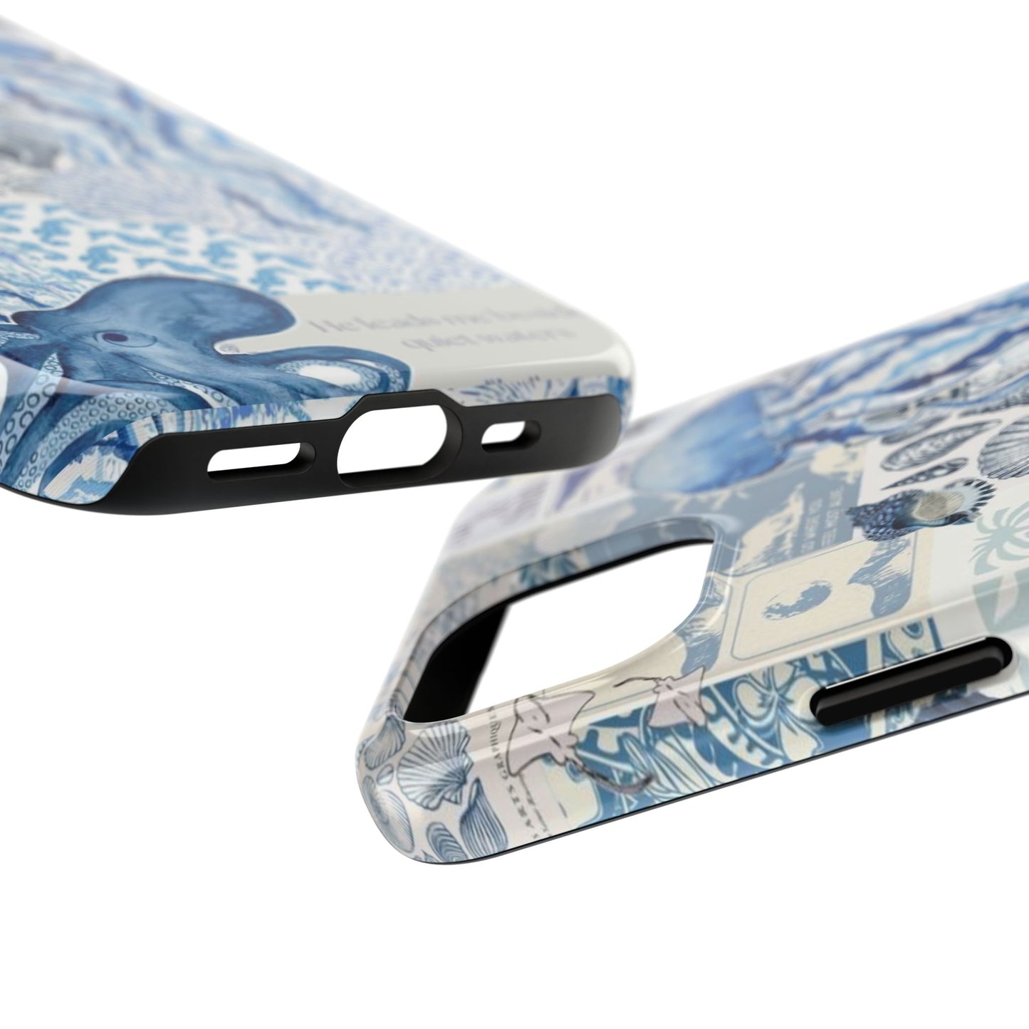 Sea Collage Tough Phone Case — Blue Jellyfish & Shells Coastal Design