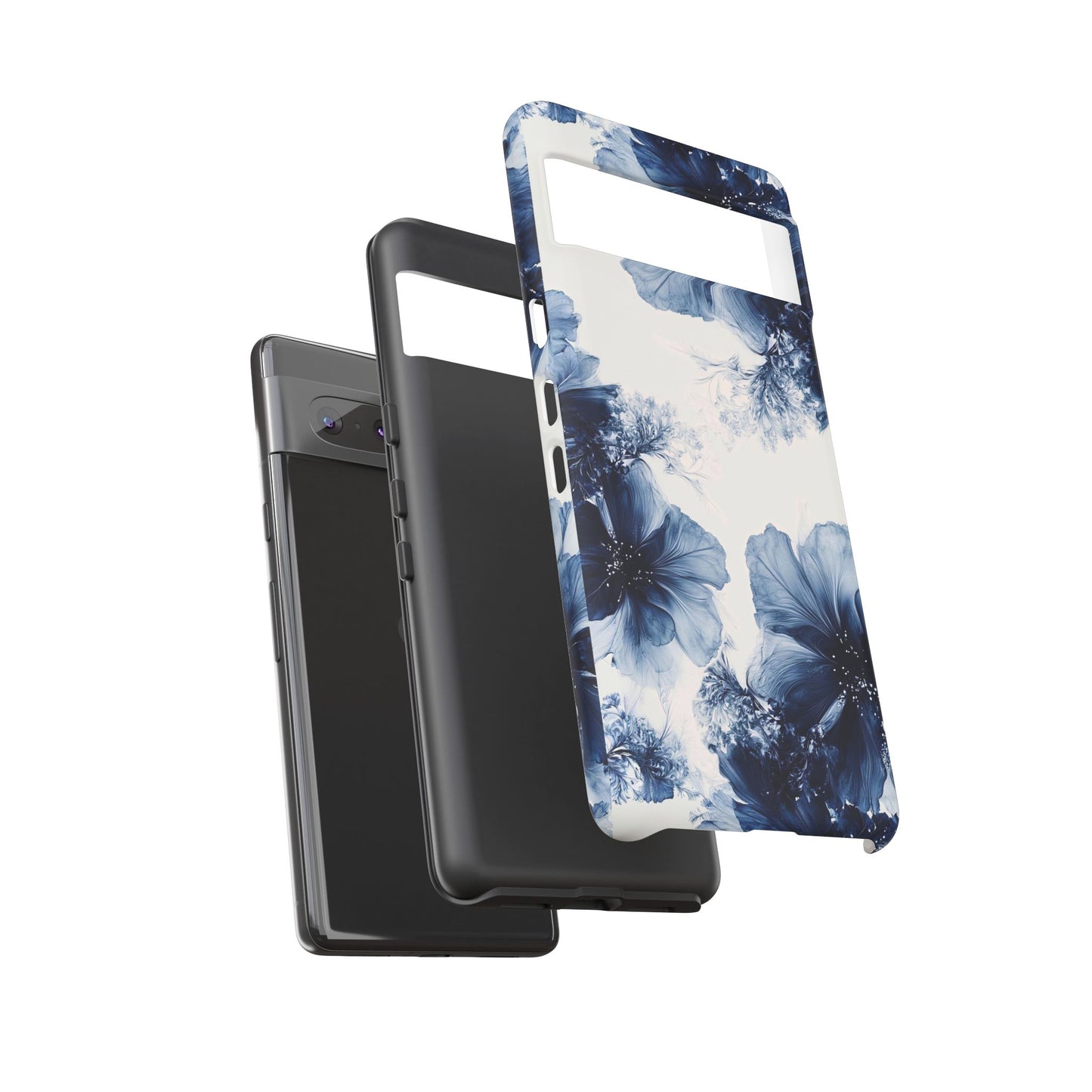 Floral Indigo Tough Phone Case — Blue Botanical Protective Cover